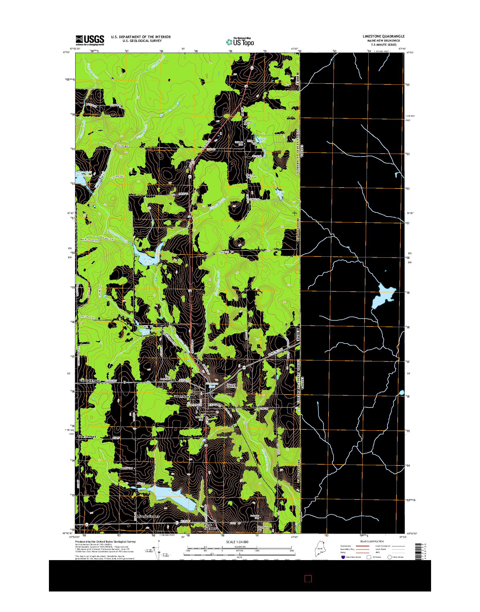 USGS US TOPO 7.5-MINUTE MAP FOR LIMESTONE, ME-NB 2014