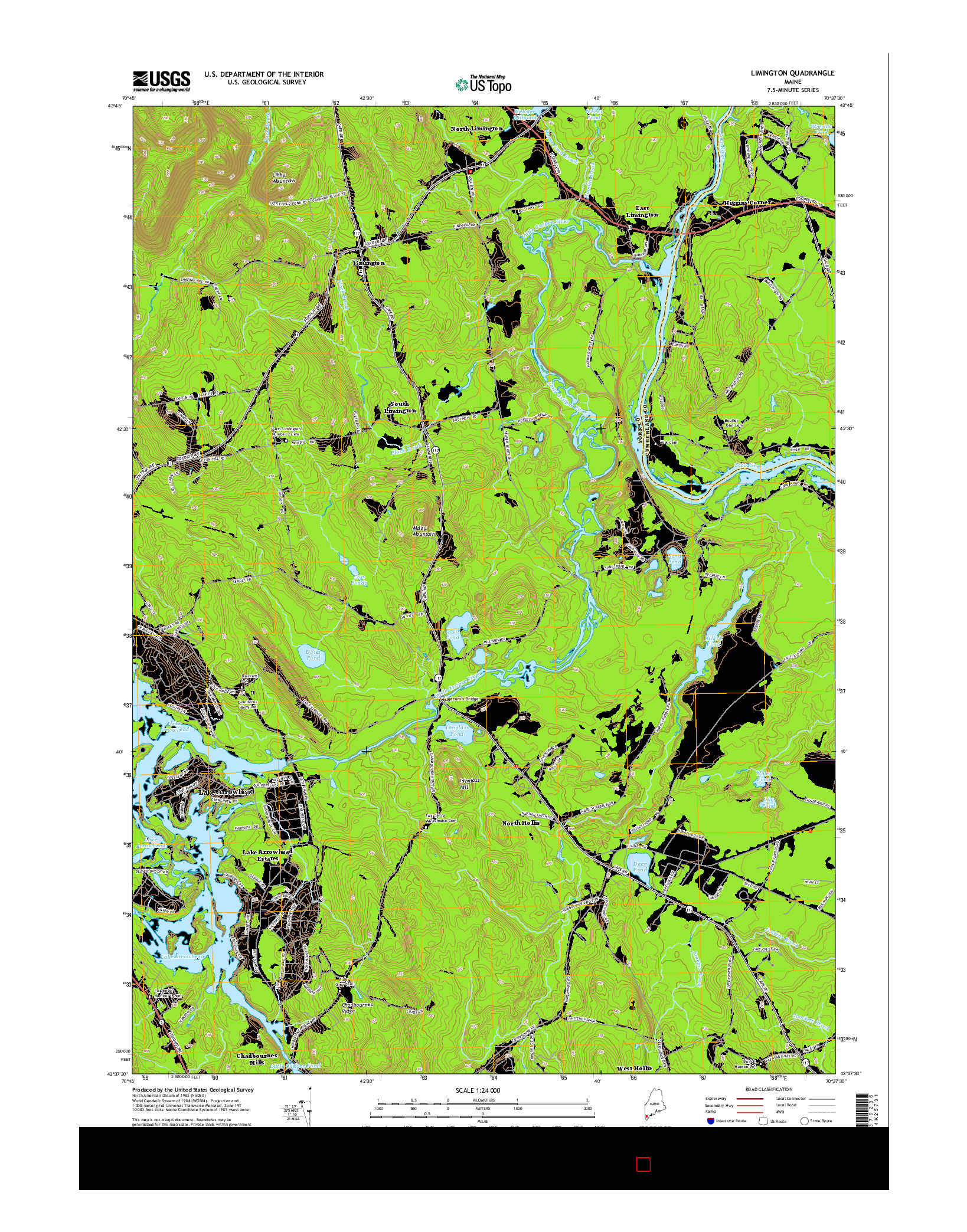 USGS US TOPO 7.5-MINUTE MAP FOR LIMINGTON, ME 2014