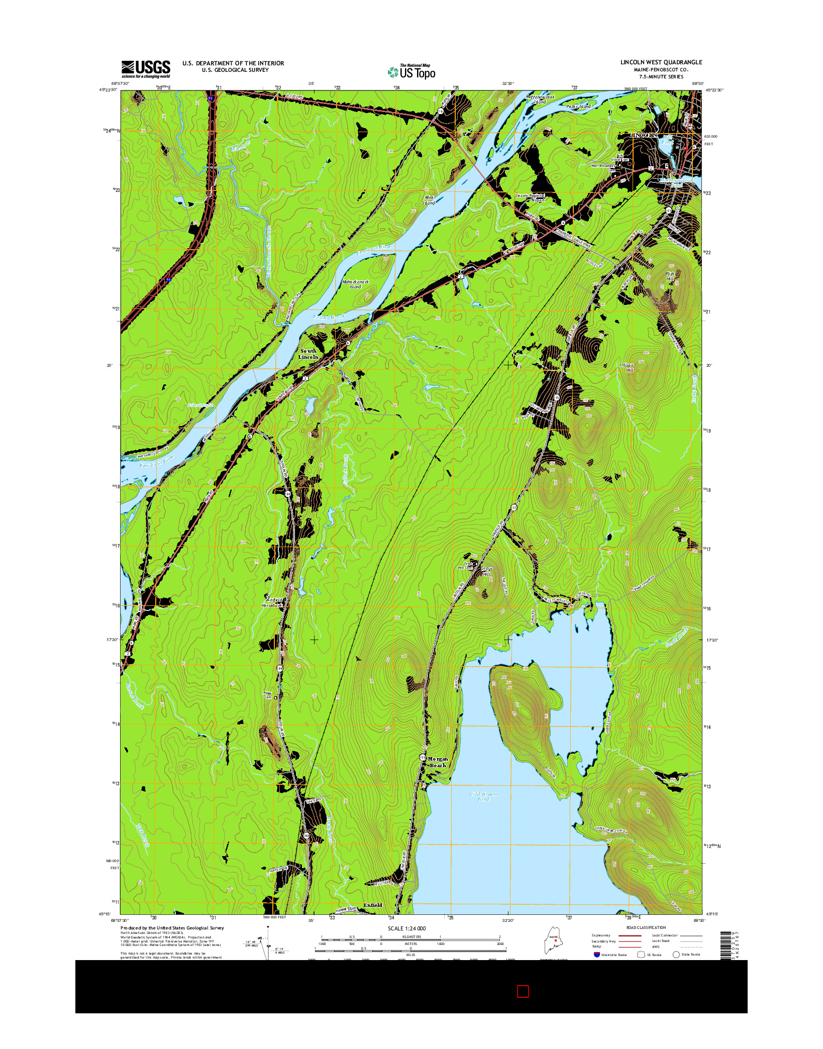 USGS US TOPO 7.5-MINUTE MAP FOR LINCOLN WEST, ME 2014