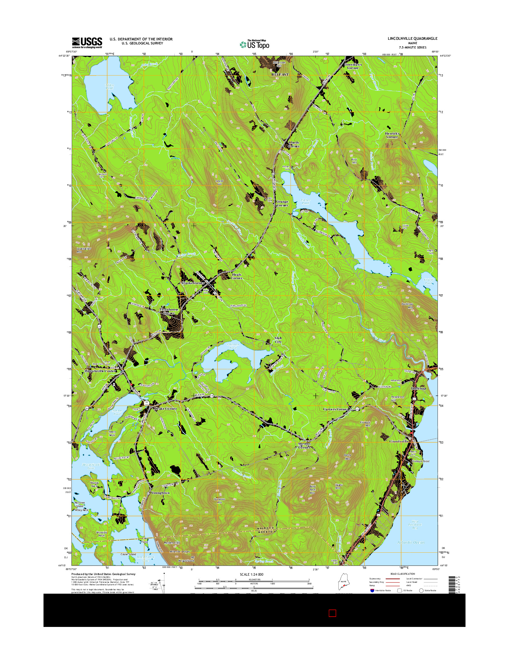 USGS US TOPO 7.5-MINUTE MAP FOR LINCOLNVILLE, ME 2014