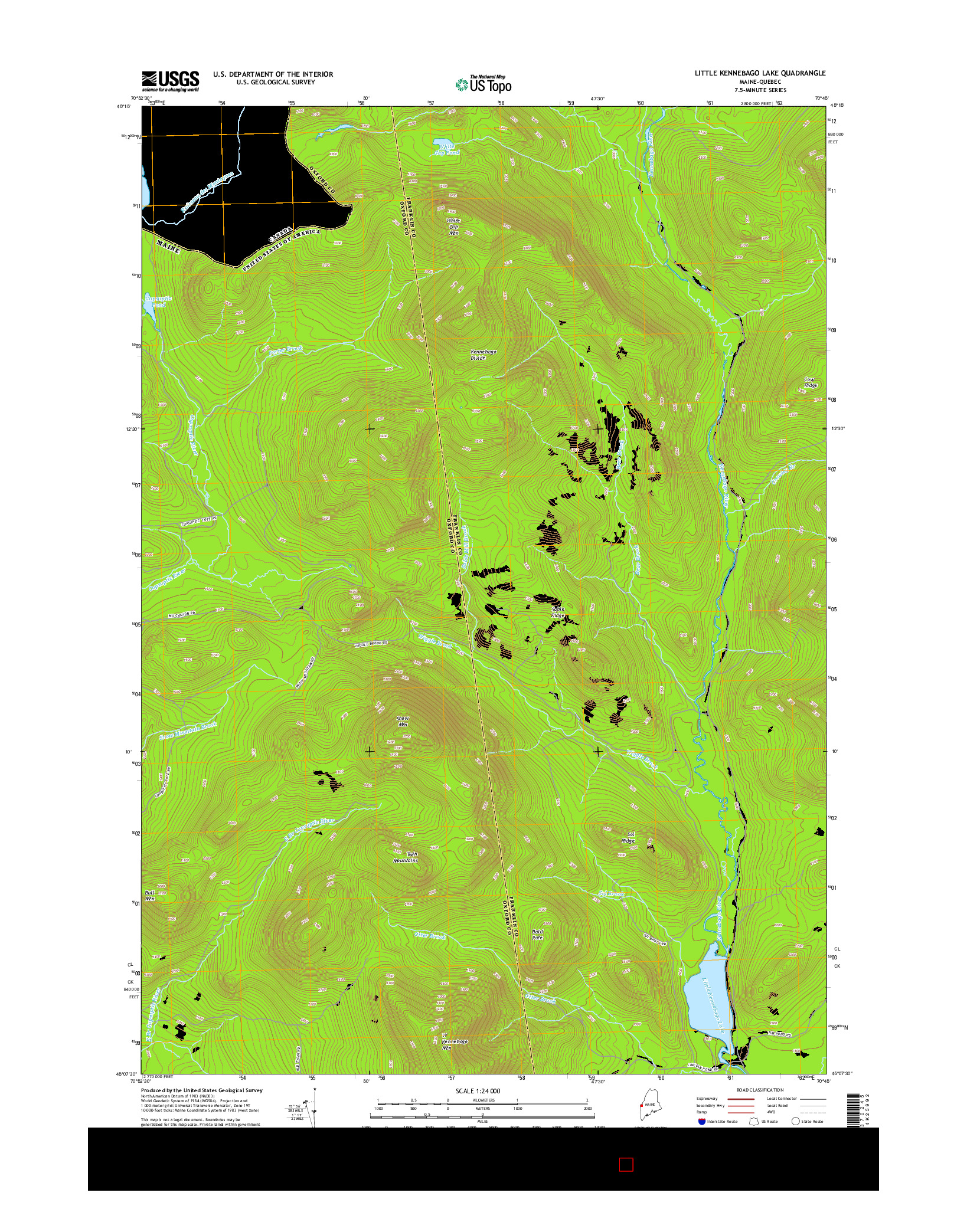 USGS US TOPO 7.5-MINUTE MAP FOR LITTLE KENNEBAGO LAKE, ME-QC 2014