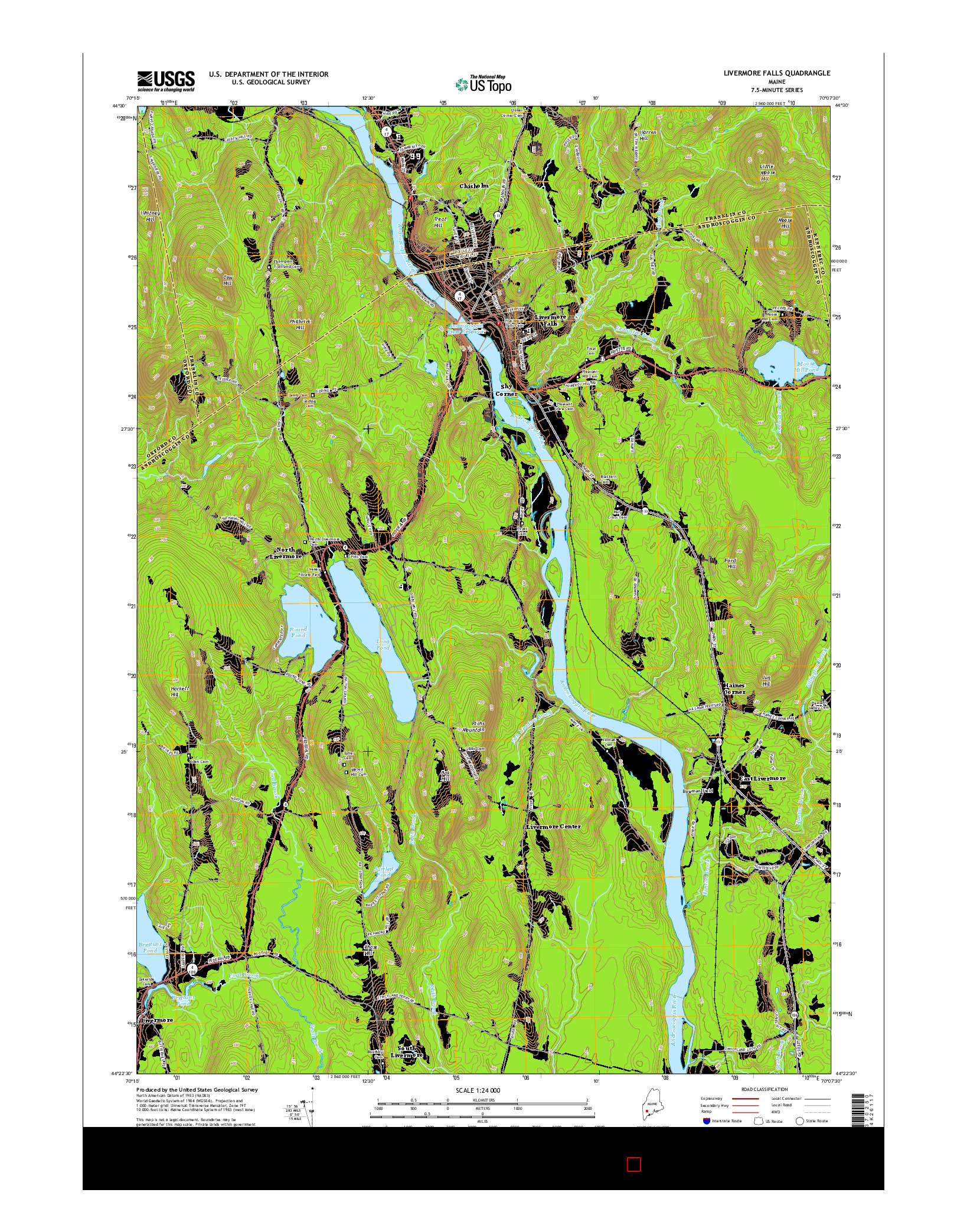 USGS US TOPO 7.5-MINUTE MAP FOR LIVERMORE FALLS, ME 2014