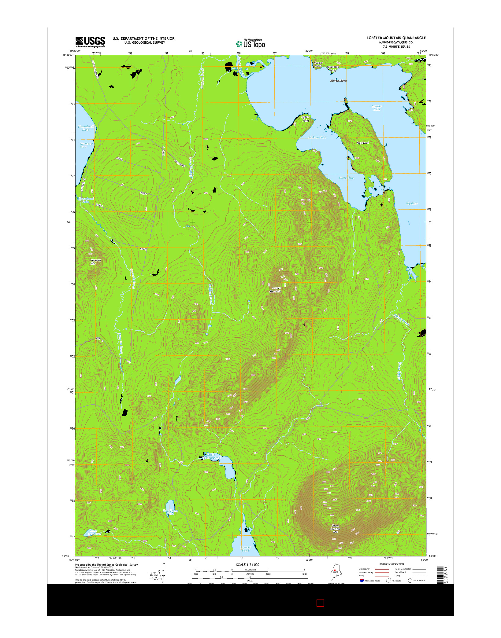 USGS US TOPO 7.5-MINUTE MAP FOR LOBSTER MOUNTAIN, ME 2014