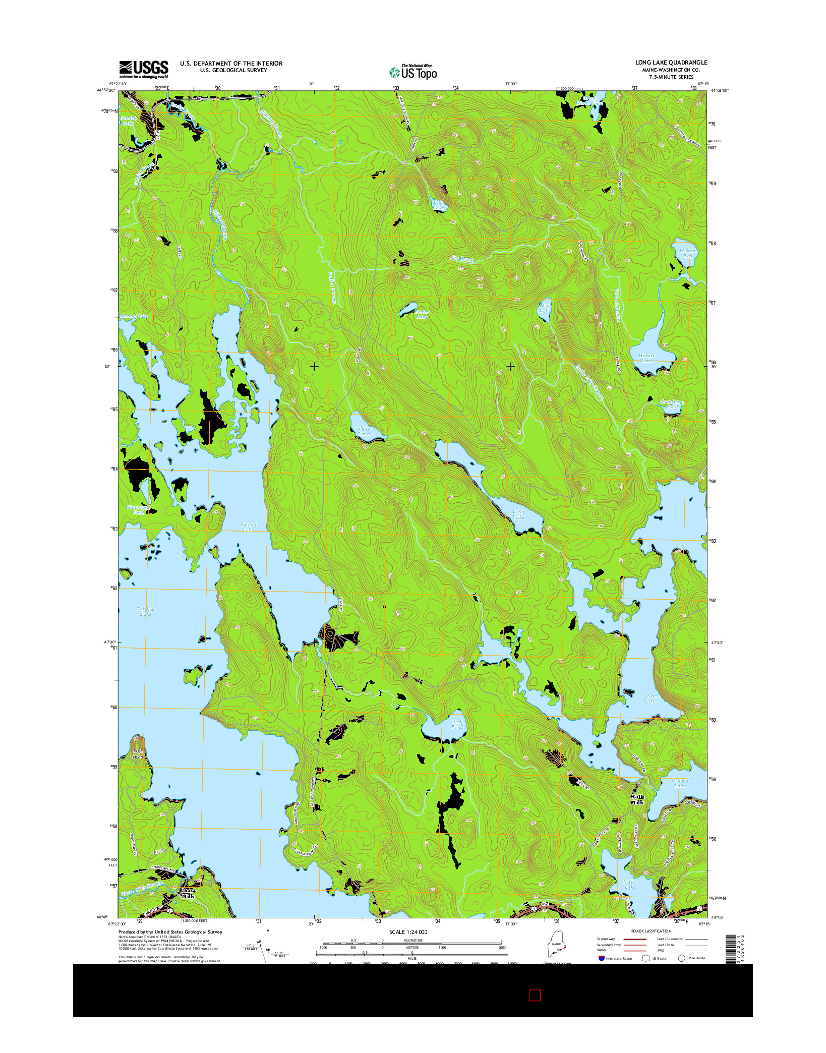 USGS US TOPO 7.5-MINUTE MAP FOR LONG LAKE, ME 2014