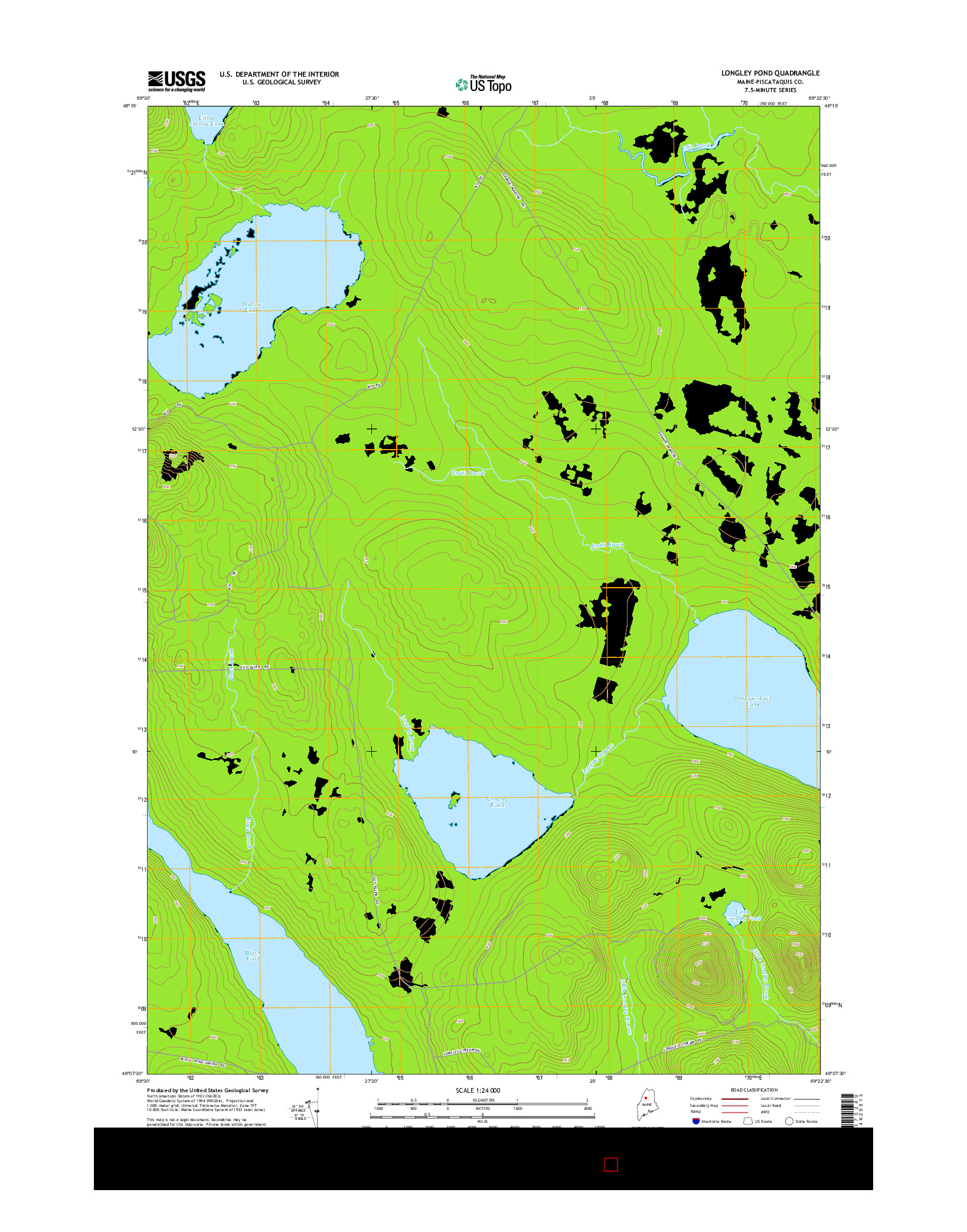 USGS US TOPO 7.5-MINUTE MAP FOR LONGLEY POND, ME 2014