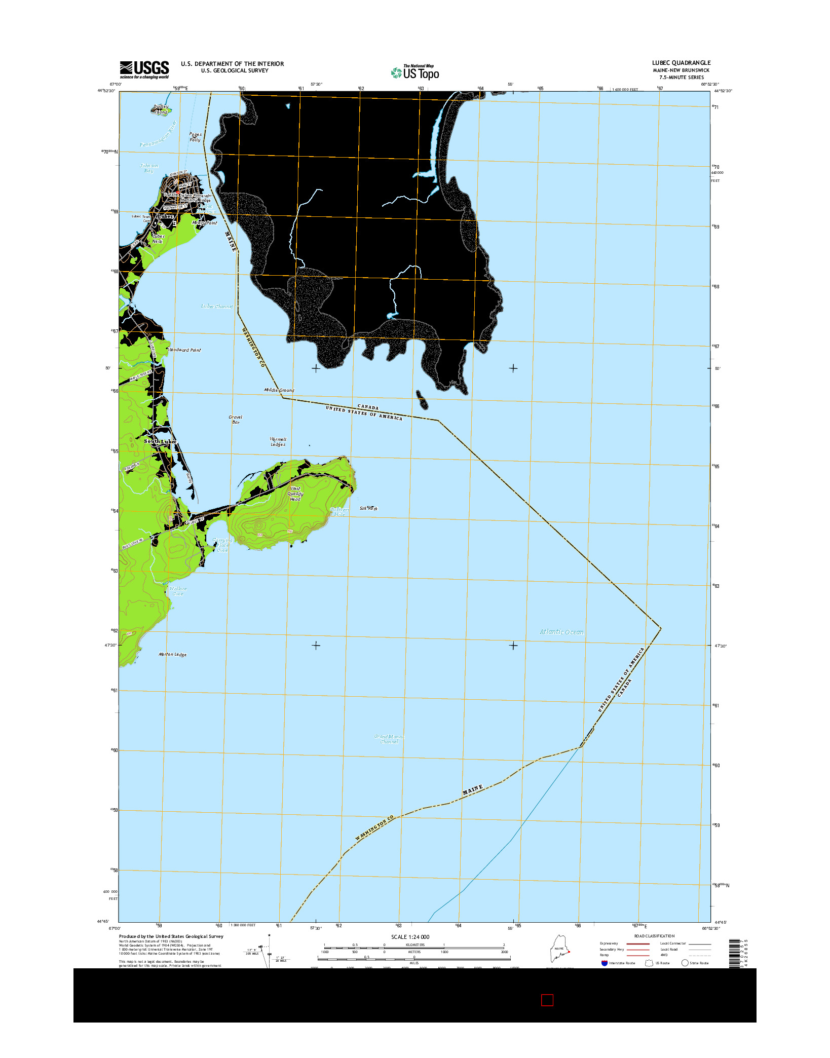 USGS US TOPO 7.5-MINUTE MAP FOR LUBEC, ME-NB 2014