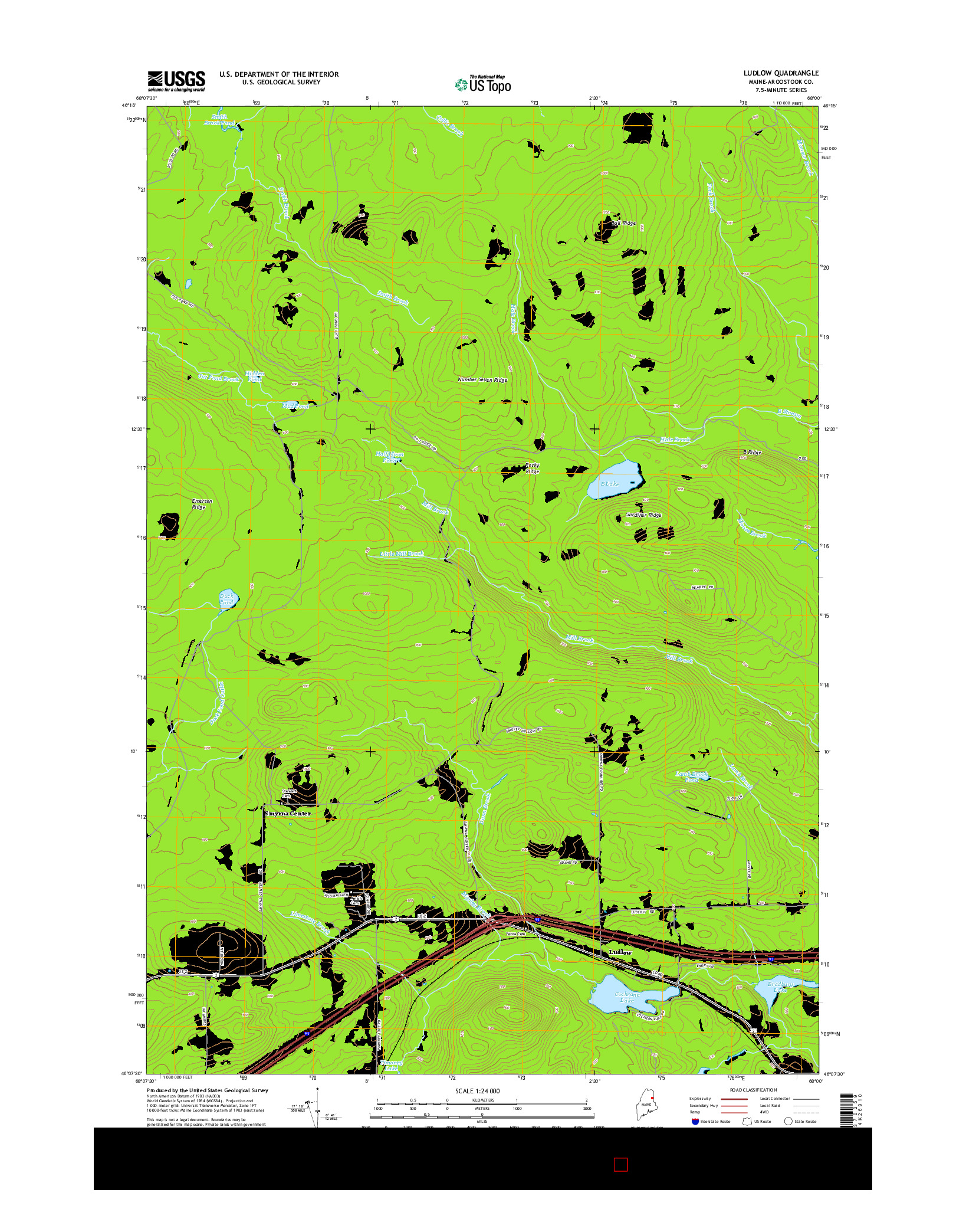 USGS US TOPO 7.5-MINUTE MAP FOR LUDLOW, ME 2014