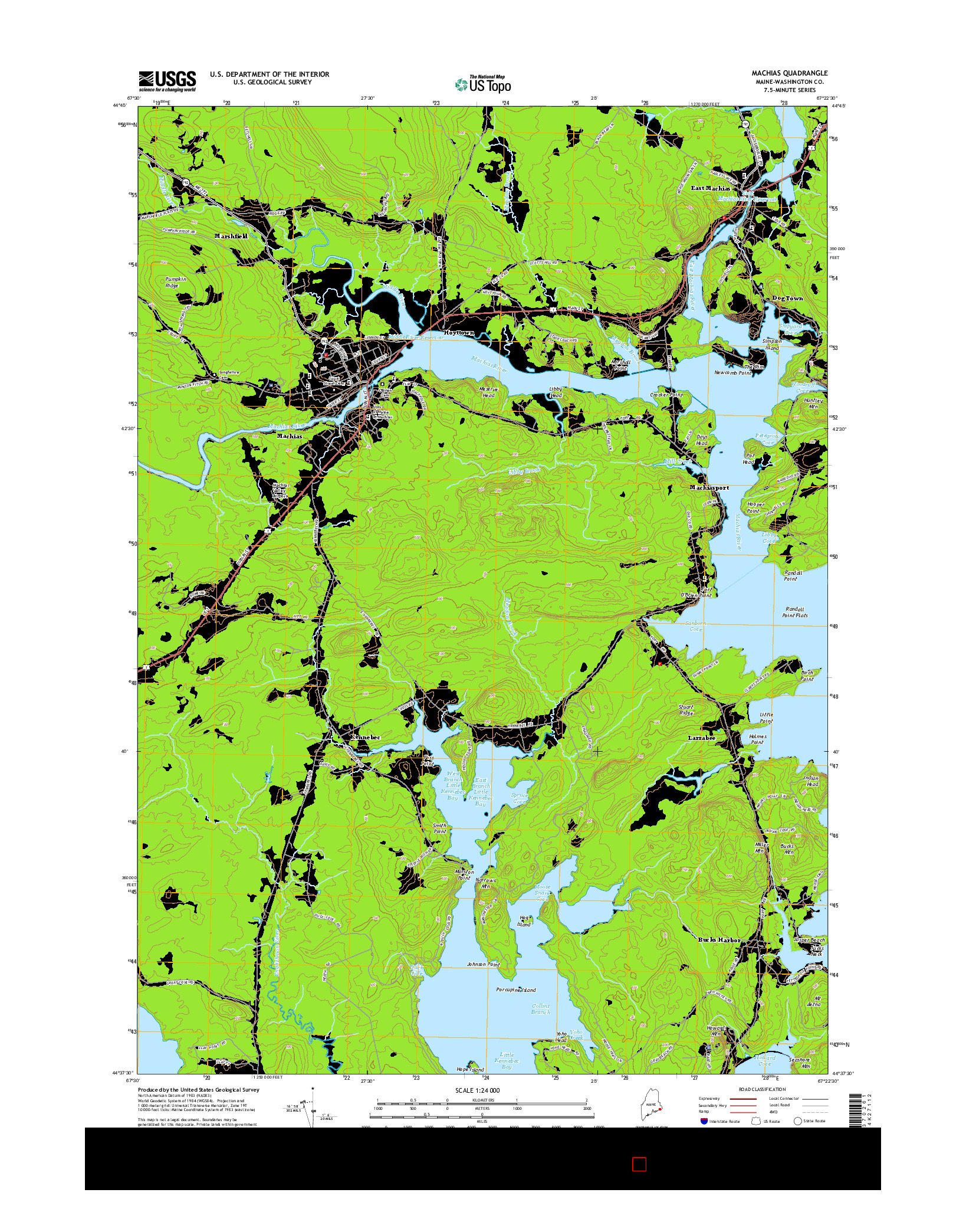 USGS US TOPO 7.5-MINUTE MAP FOR MACHIAS, ME 2014