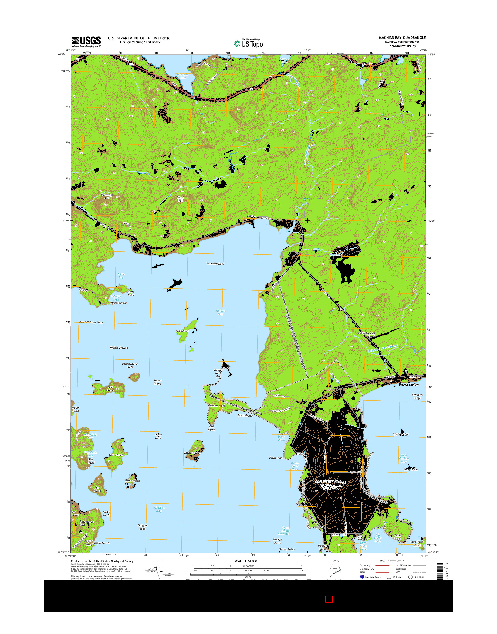 USGS US TOPO 7.5-MINUTE MAP FOR MACHIAS BAY, ME 2014