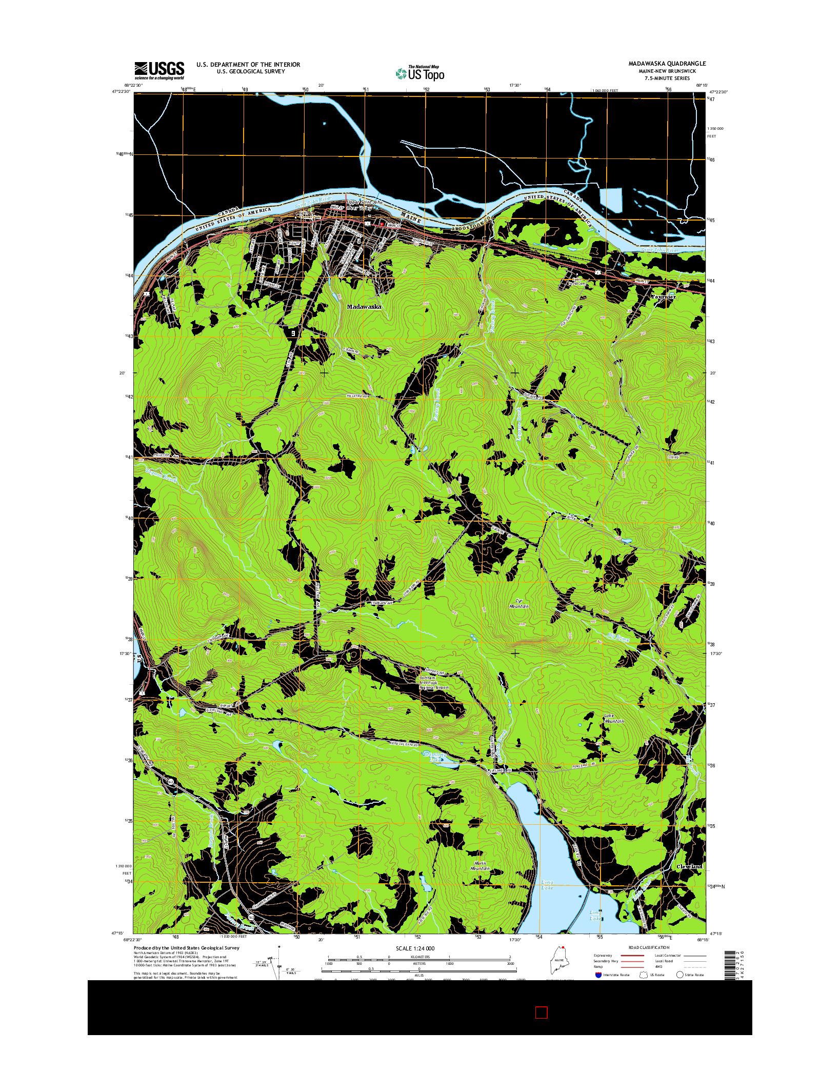 USGS US TOPO 7.5-MINUTE MAP FOR MADAWASKA, ME-NB 2014