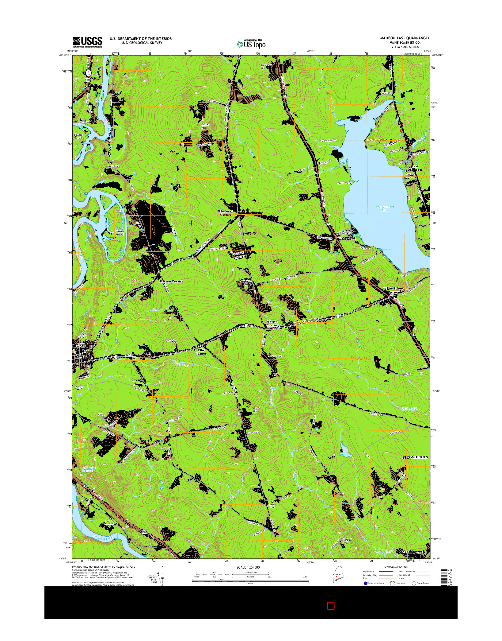 USGS US TOPO 7.5-MINUTE MAP FOR MADISON EAST, ME 2014