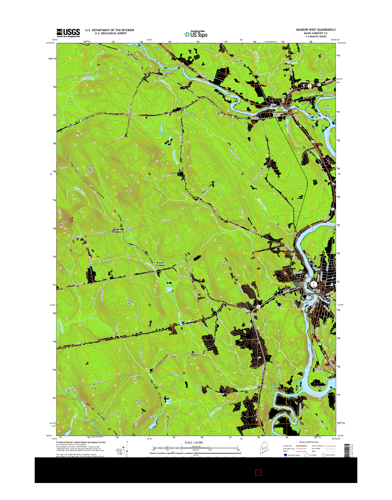 USGS US TOPO 7.5-MINUTE MAP FOR MADISON WEST, ME 2014