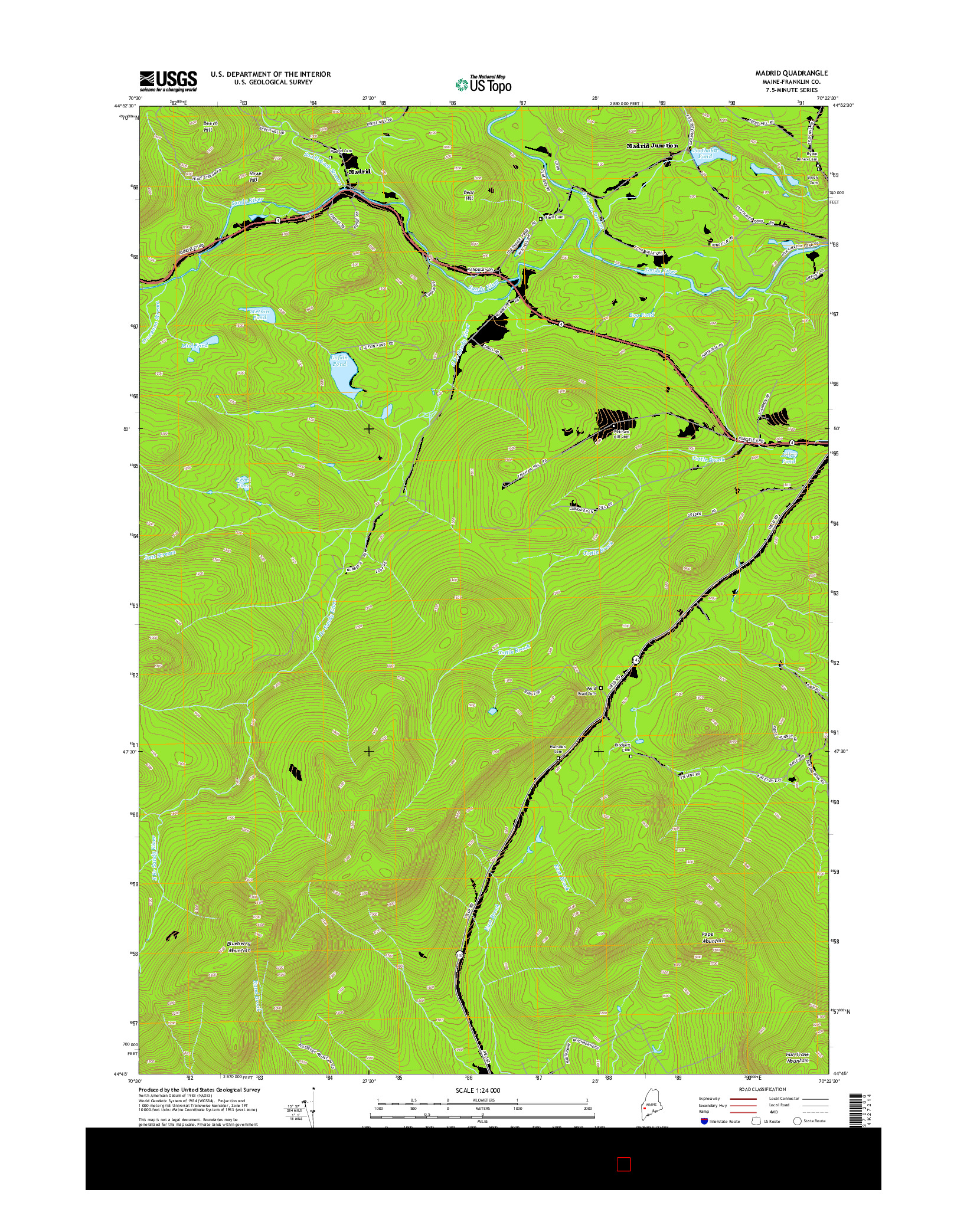 USGS US TOPO 7.5-MINUTE MAP FOR MADRID, ME 2014