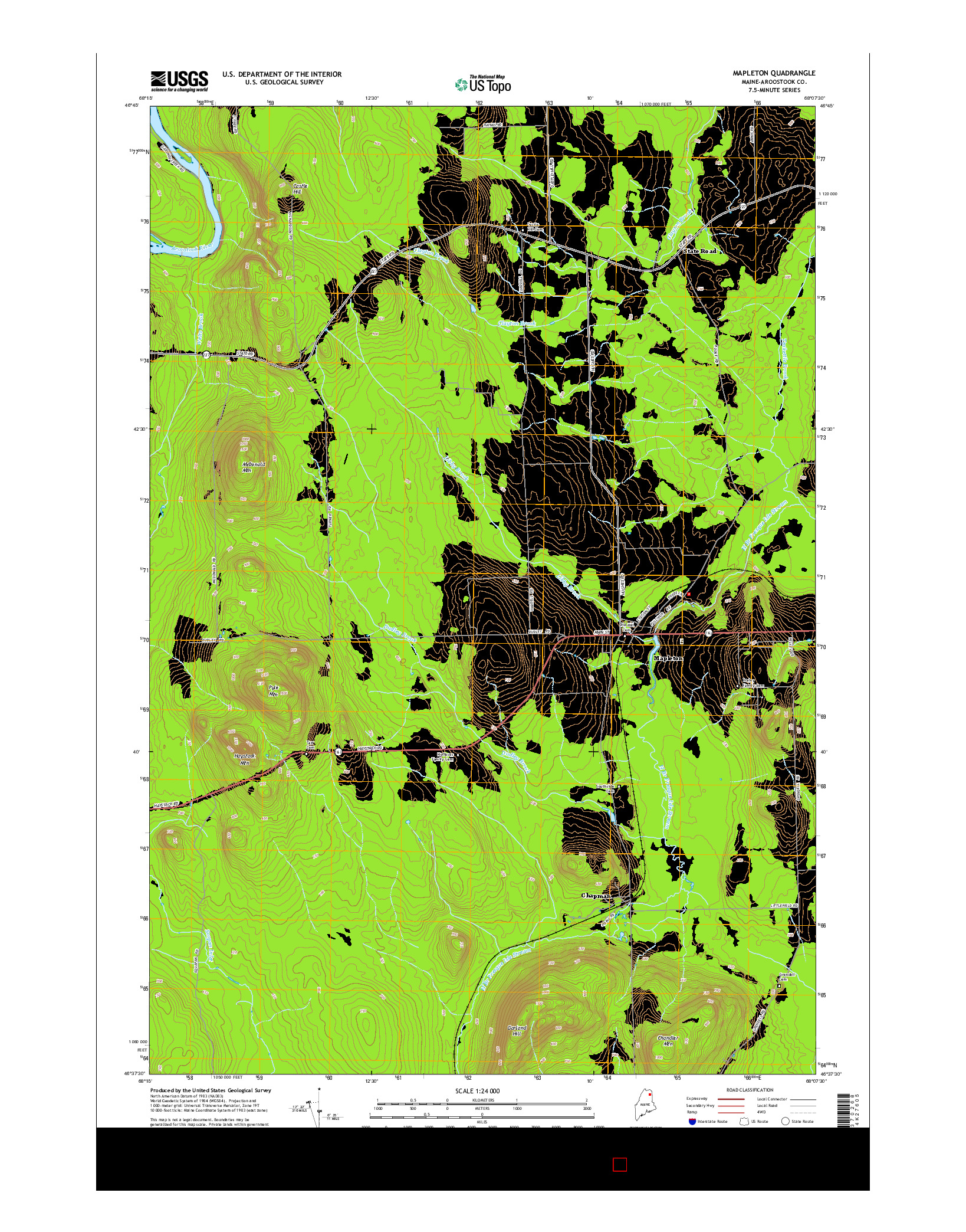 USGS US TOPO 7.5-MINUTE MAP FOR MAPLETON, ME 2014