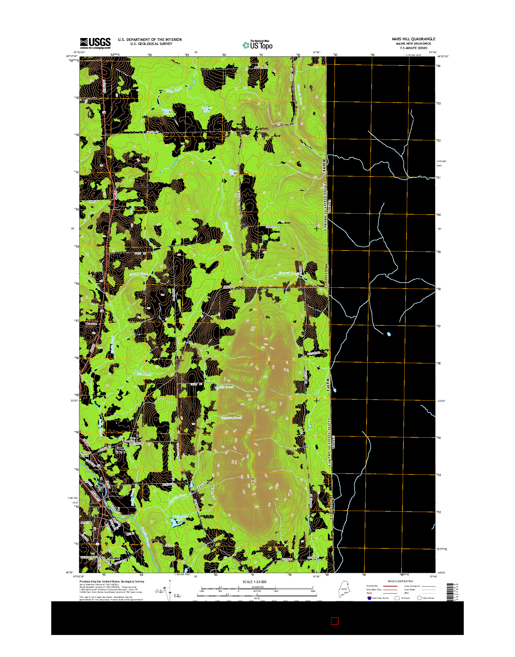 USGS US TOPO 7.5-MINUTE MAP FOR MARS HILL, ME-NB 2014