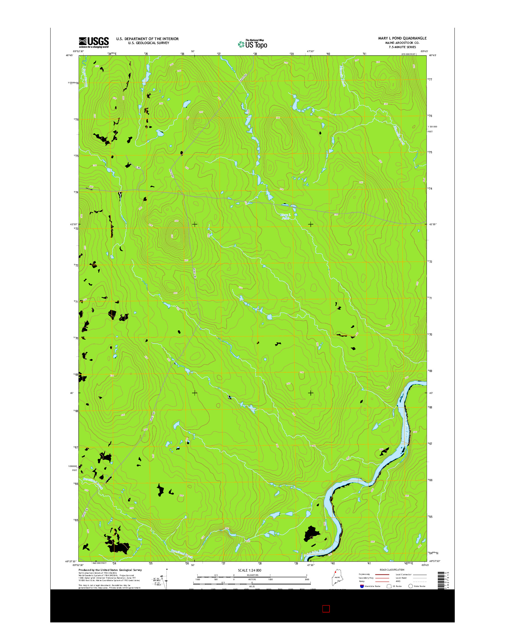 USGS US TOPO 7.5-MINUTE MAP FOR MARY L POND, ME 2014