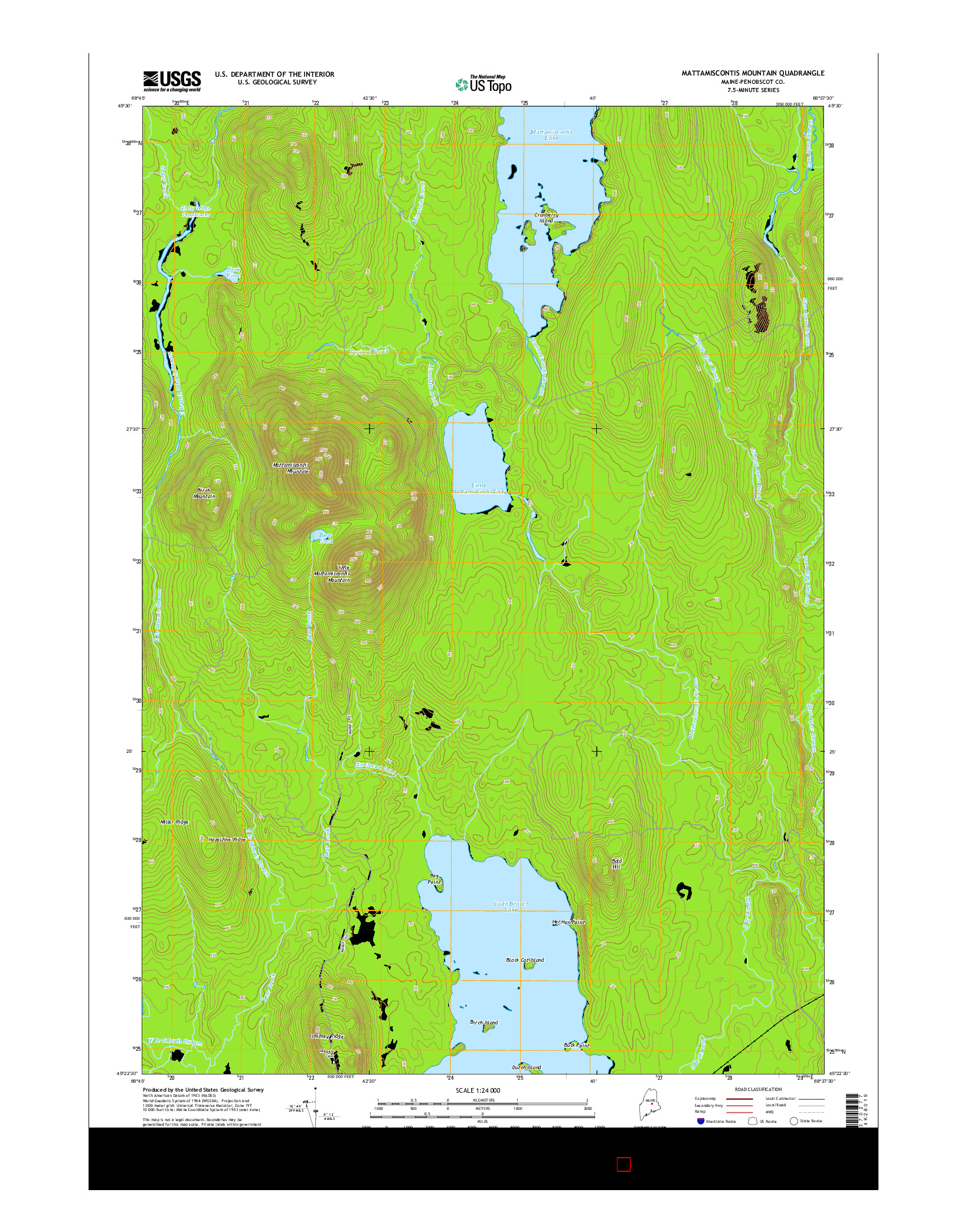 USGS US TOPO 7.5-MINUTE MAP FOR MATTAMISCONTIS MOUNTAIN, ME 2014