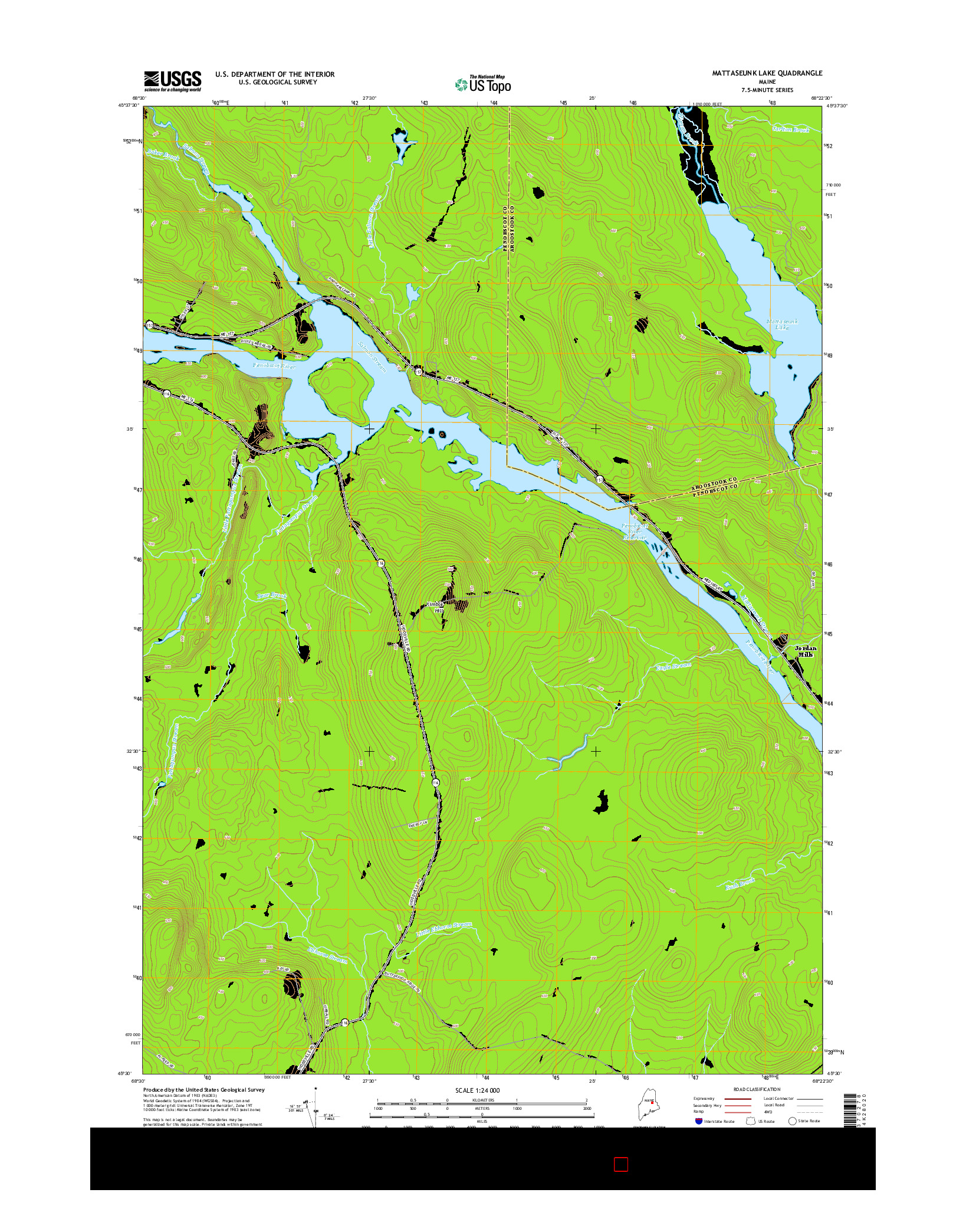 USGS US TOPO 7.5-MINUTE MAP FOR MATTASEUNK LAKE, ME 2014
