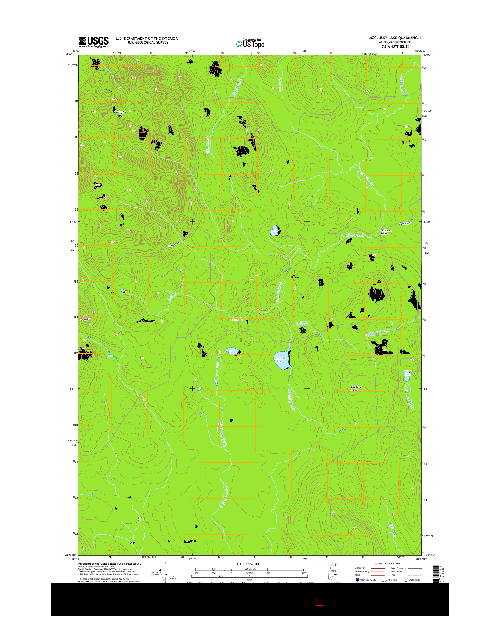 USGS US TOPO 7.5-MINUTE MAP FOR MCCLUSKY LAKE, ME 2014