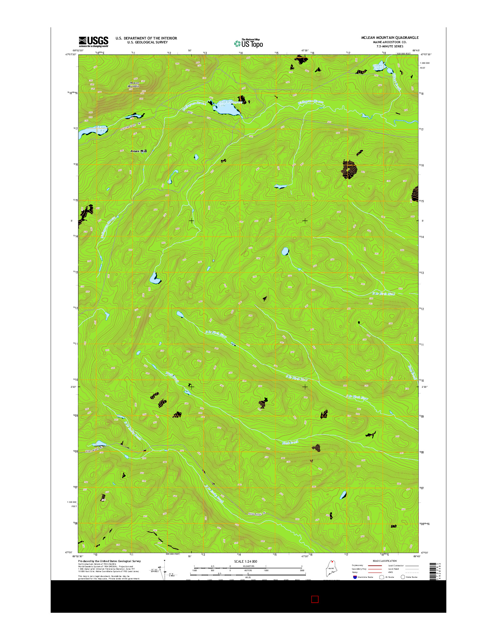 USGS US TOPO 7.5-MINUTE MAP FOR MCLEAN MOUNTAIN, ME 2014