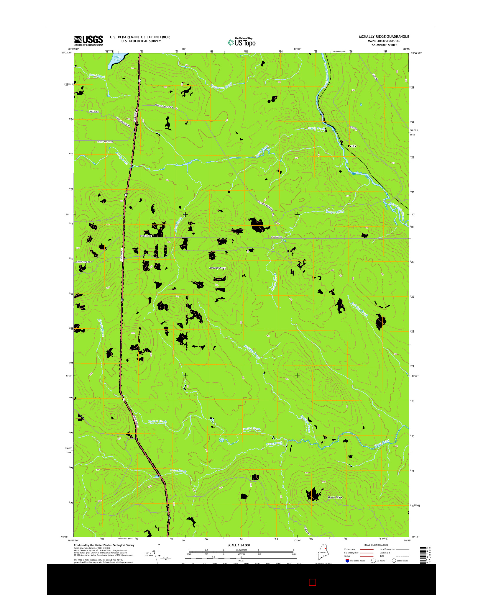 USGS US TOPO 7.5-MINUTE MAP FOR MCNALLY RIDGE, ME 2014