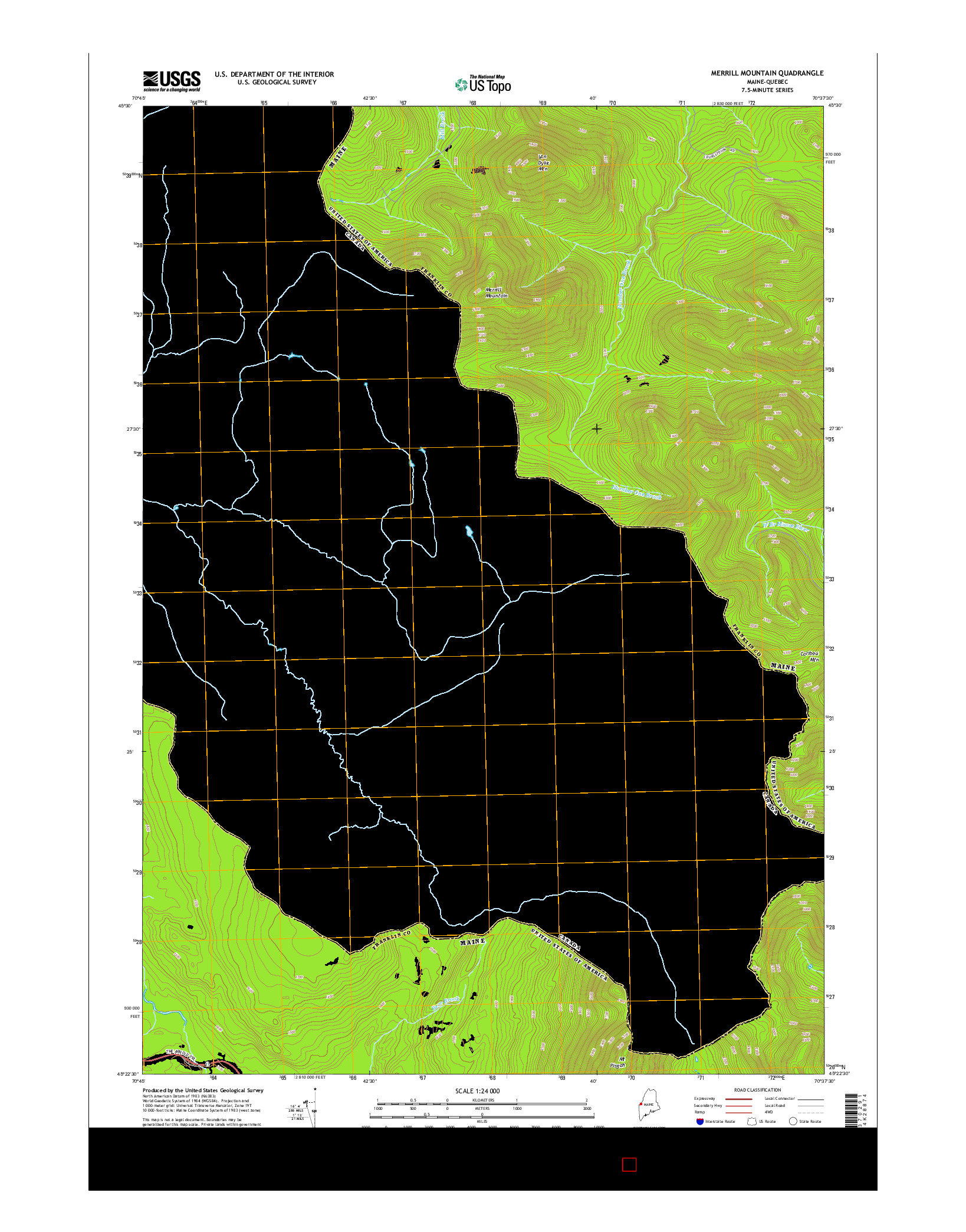 USGS US TOPO 7.5-MINUTE MAP FOR MERRILL MOUNTAIN, ME-QC 2014