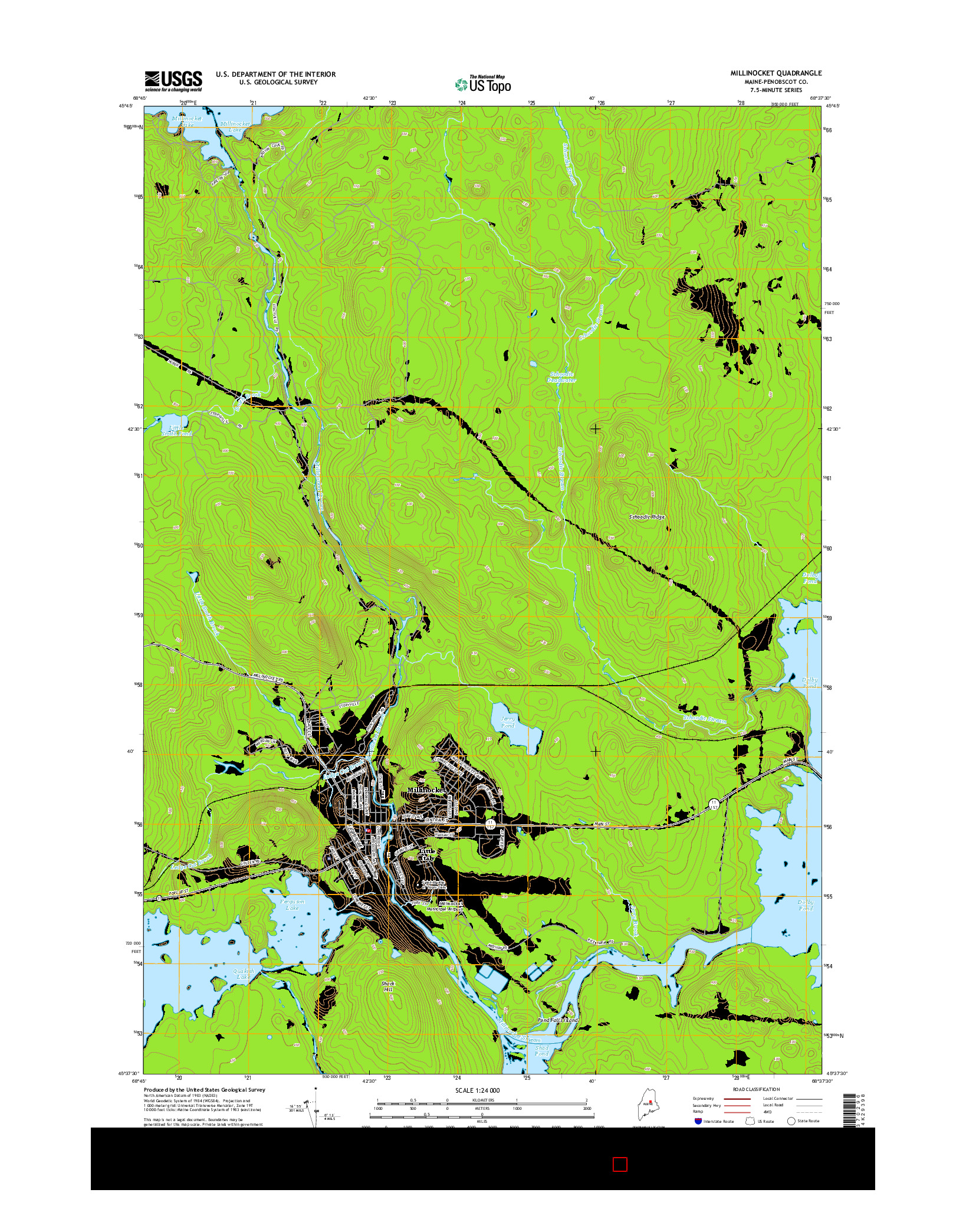 USGS US TOPO 7.5-MINUTE MAP FOR MILLINOCKET, ME 2014