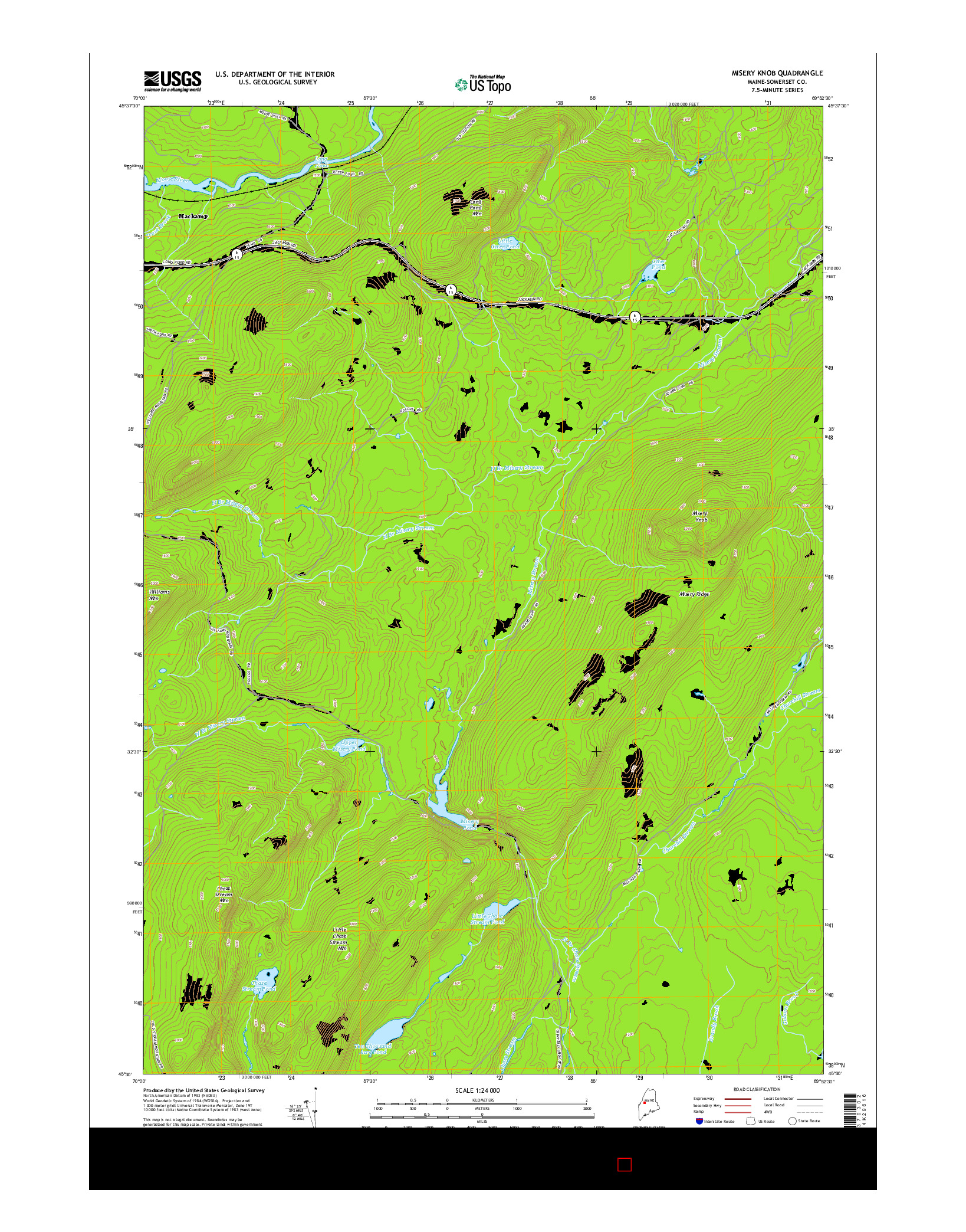 USGS US TOPO 7.5-MINUTE MAP FOR MISERY KNOB, ME 2014