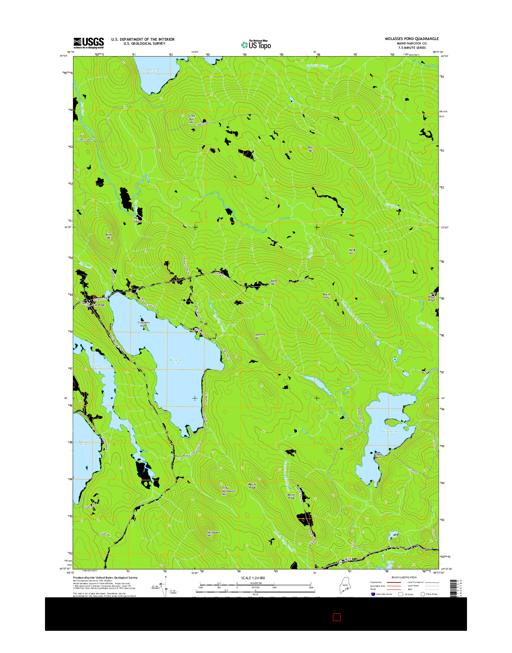 USGS US TOPO 7.5-MINUTE MAP FOR MOLASSES POND, ME 2014