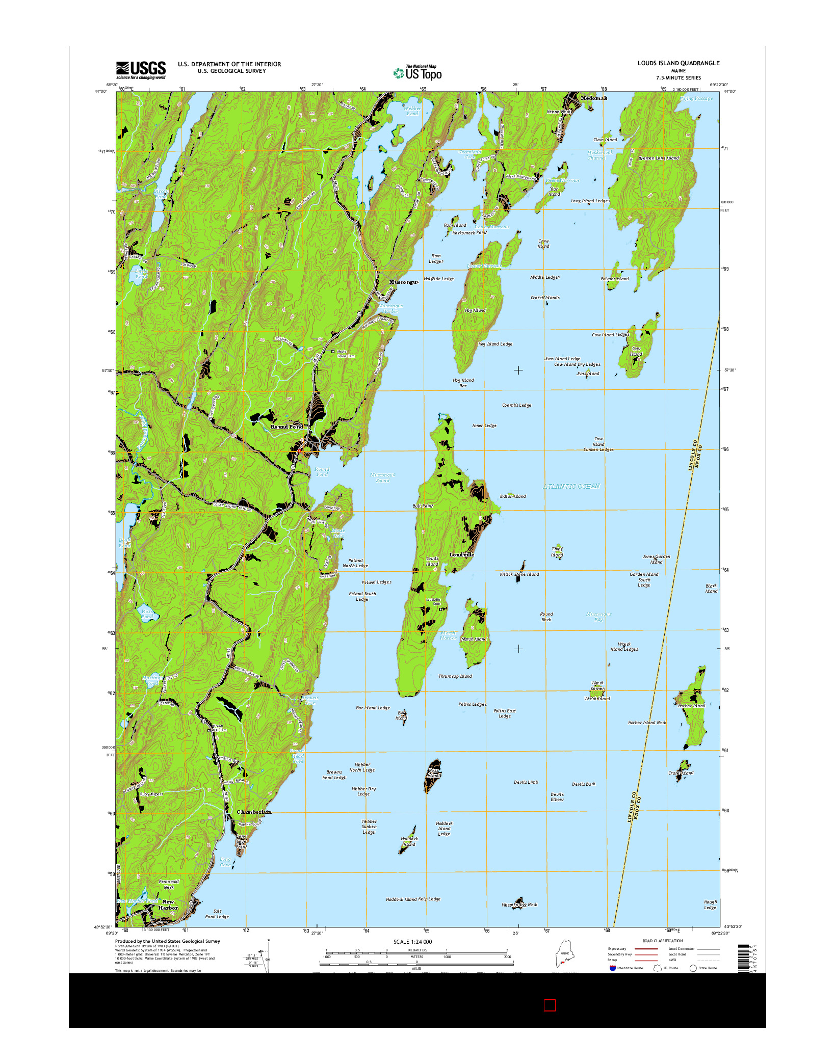 USGS US TOPO 7.5-MINUTE MAP FOR LOUDS ISLAND, ME 2014