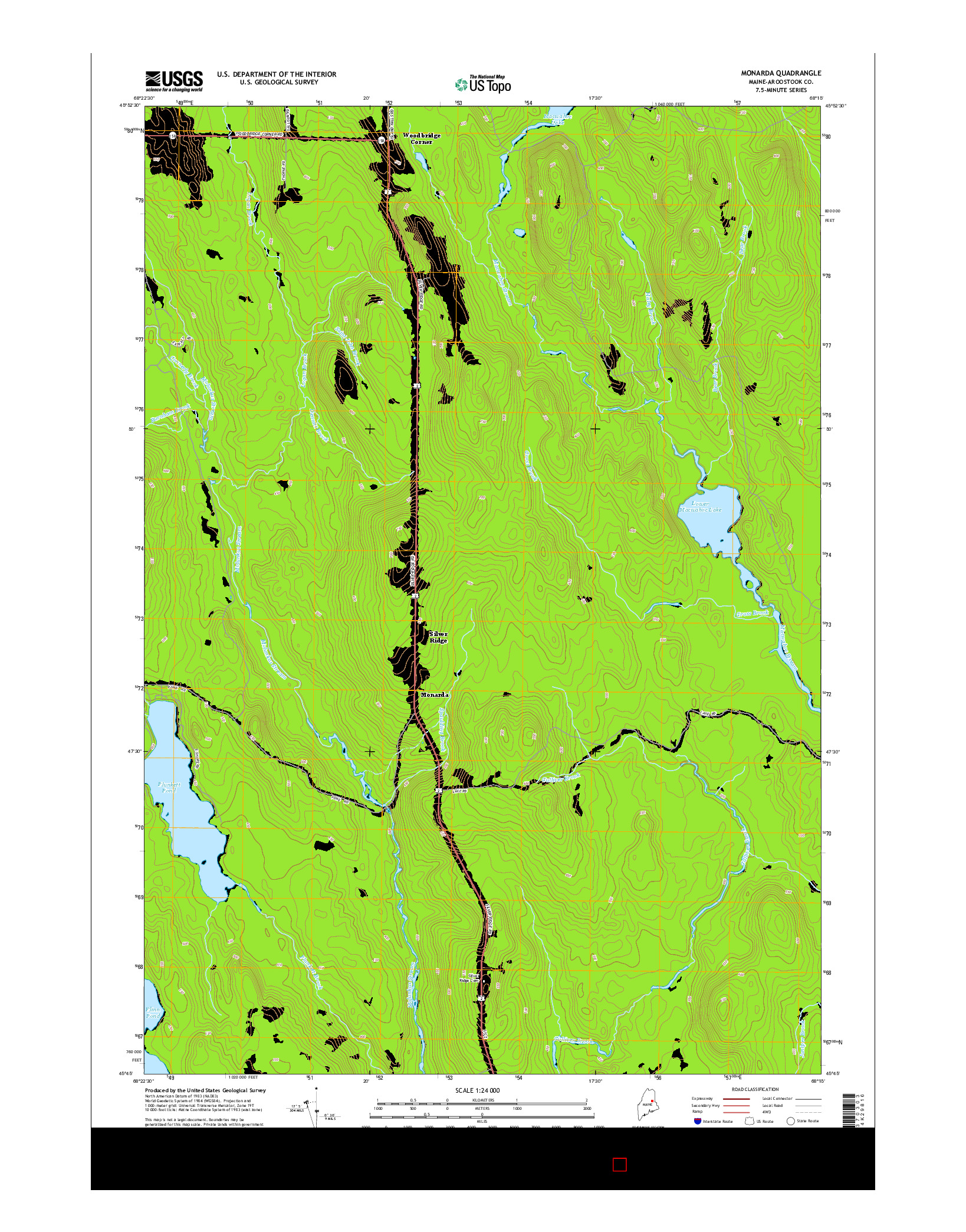 USGS US TOPO 7.5-MINUTE MAP FOR MONARDA, ME 2014