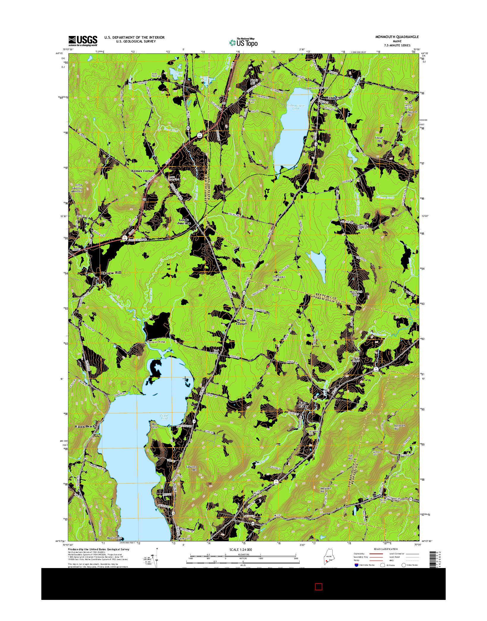 USGS US TOPO 7.5-MINUTE MAP FOR MONMOUTH, ME 2014