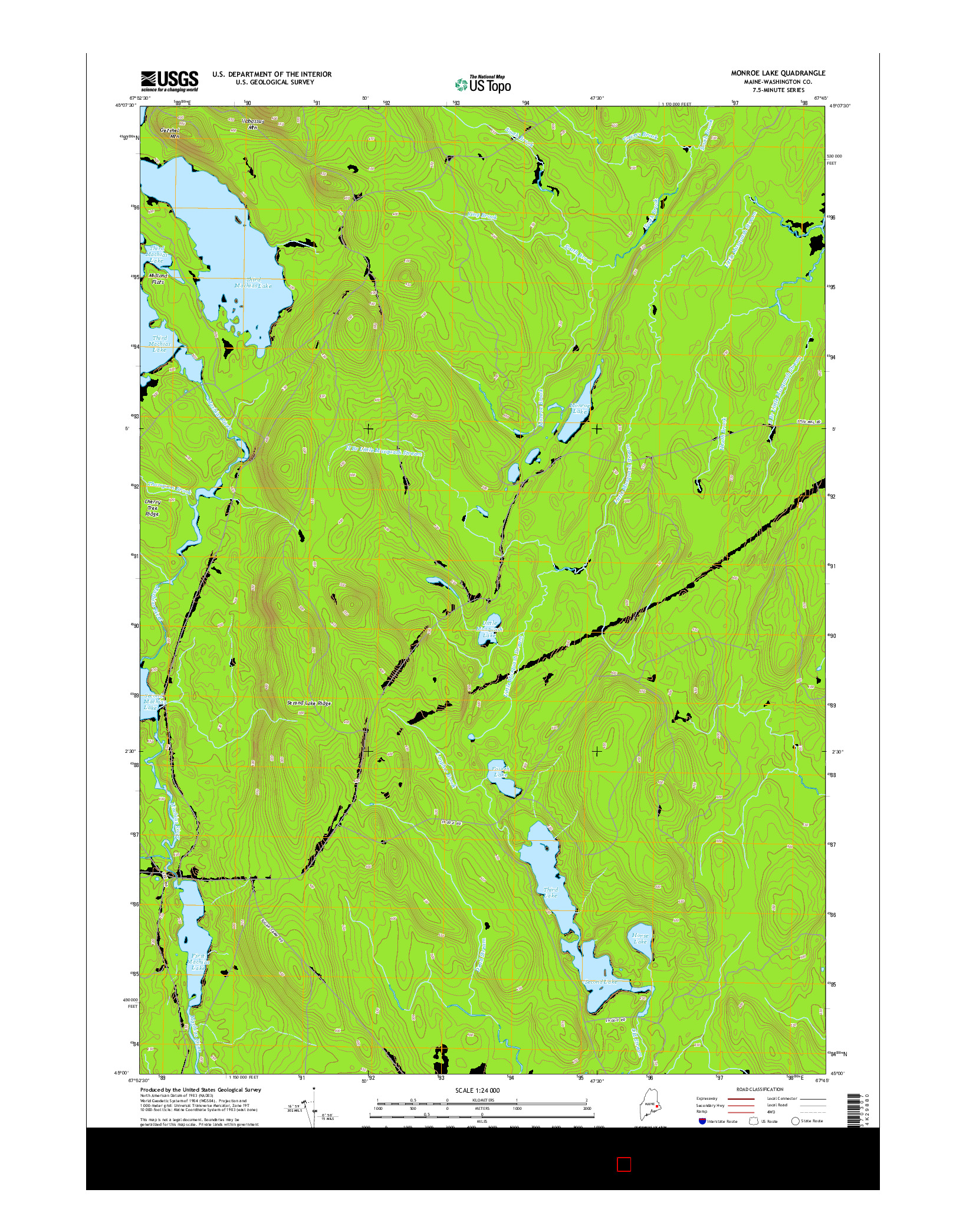 USGS US TOPO 7.5-MINUTE MAP FOR MONROE LAKE, ME 2014