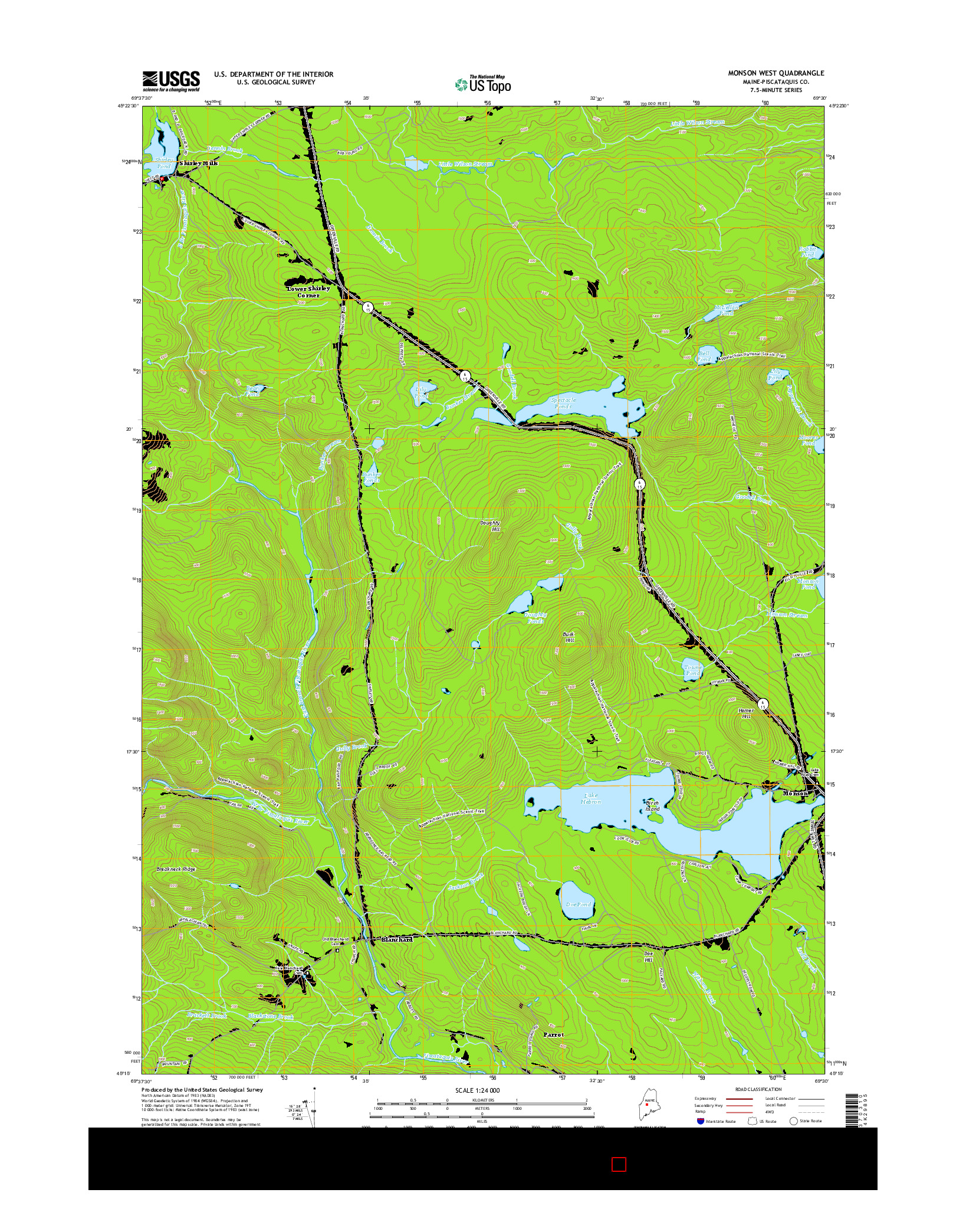 USGS US TOPO 7.5-MINUTE MAP FOR MONSON WEST, ME 2014