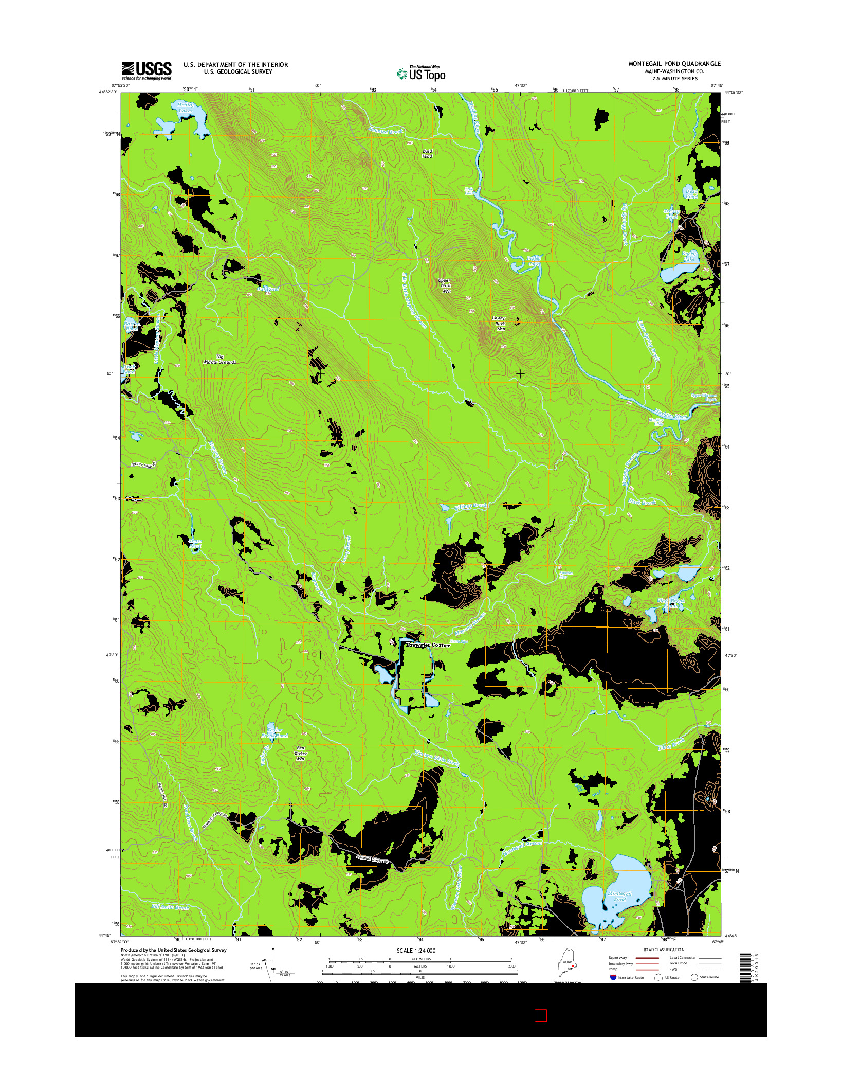 USGS US TOPO 7.5-MINUTE MAP FOR MONTEGAIL POND, ME 2014