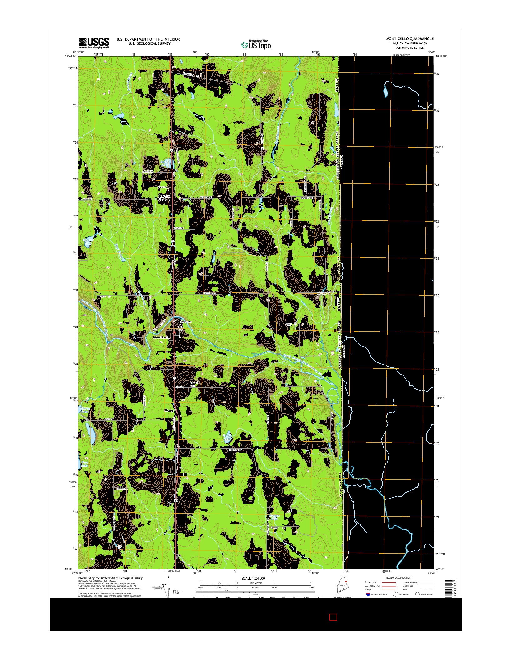 USGS US TOPO 7.5-MINUTE MAP FOR MONTICELLO, ME-NB 2014