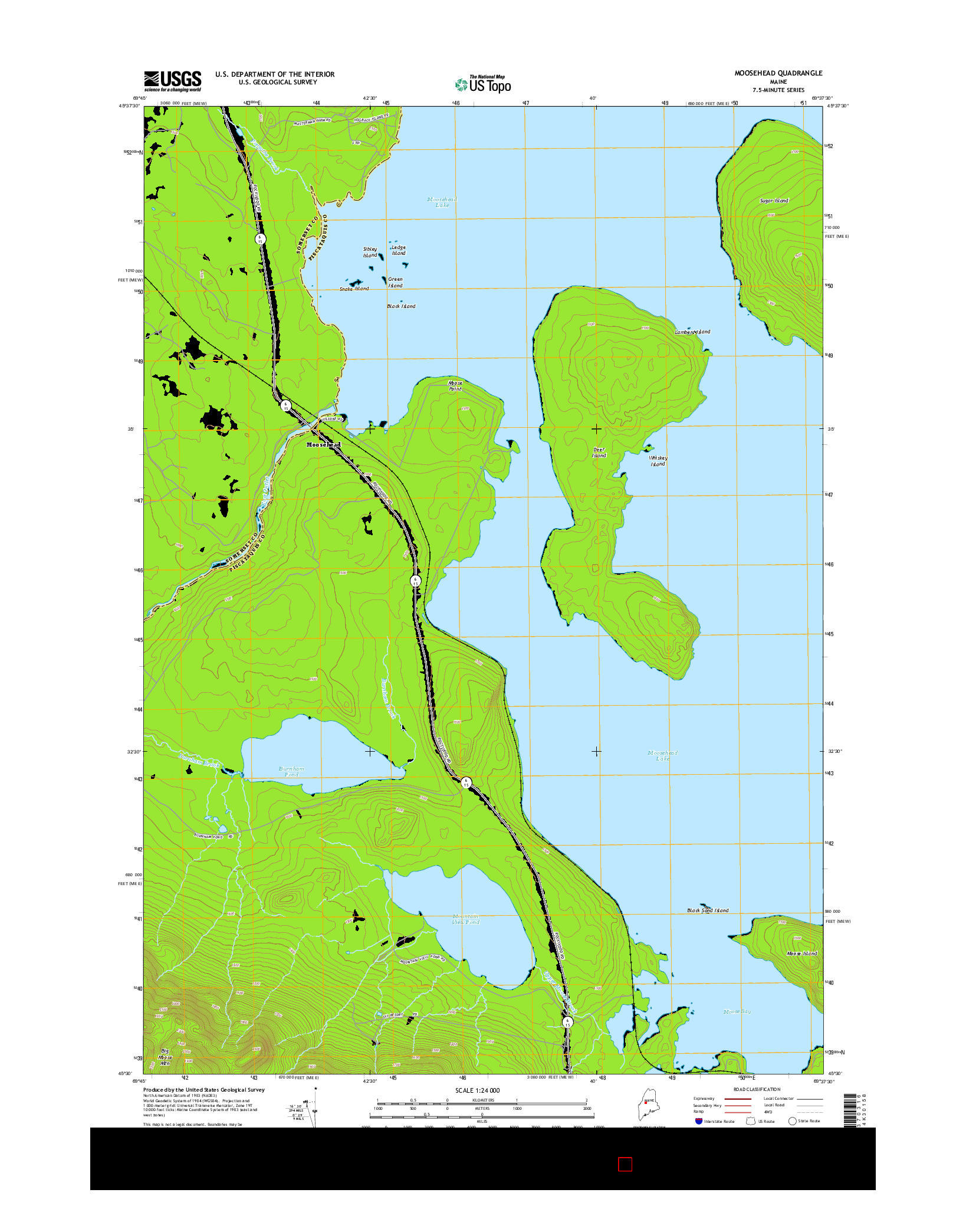 USGS US TOPO 7.5-MINUTE MAP FOR MOOSEHEAD, ME 2014