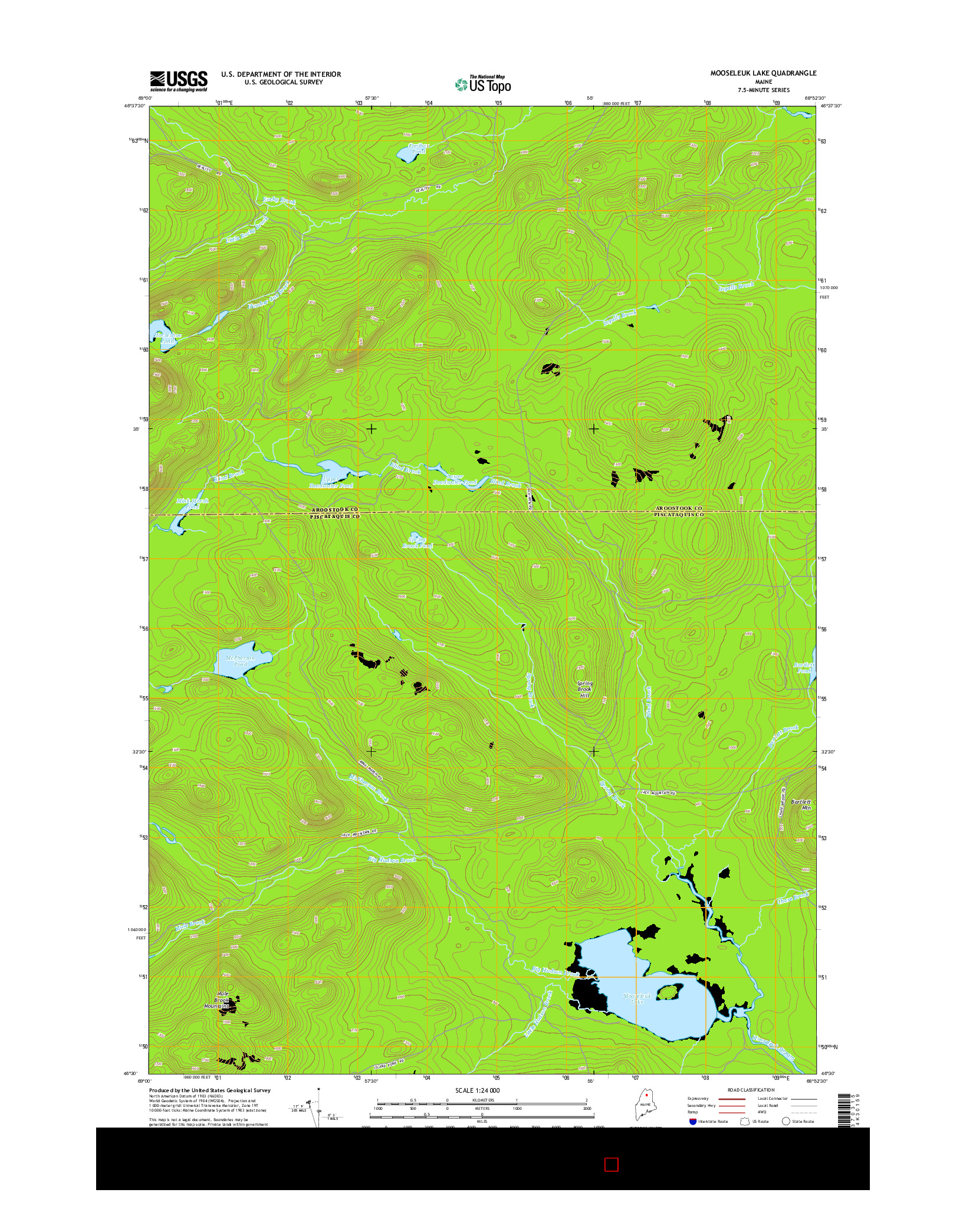 USGS US TOPO 7.5-MINUTE MAP FOR MOOSELEUK LAKE, ME 2014
