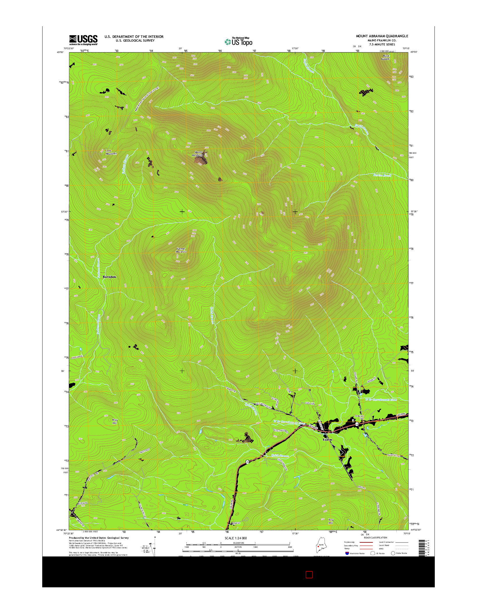 USGS US TOPO 7.5-MINUTE MAP FOR MOUNT ABRAHAM, ME 2014