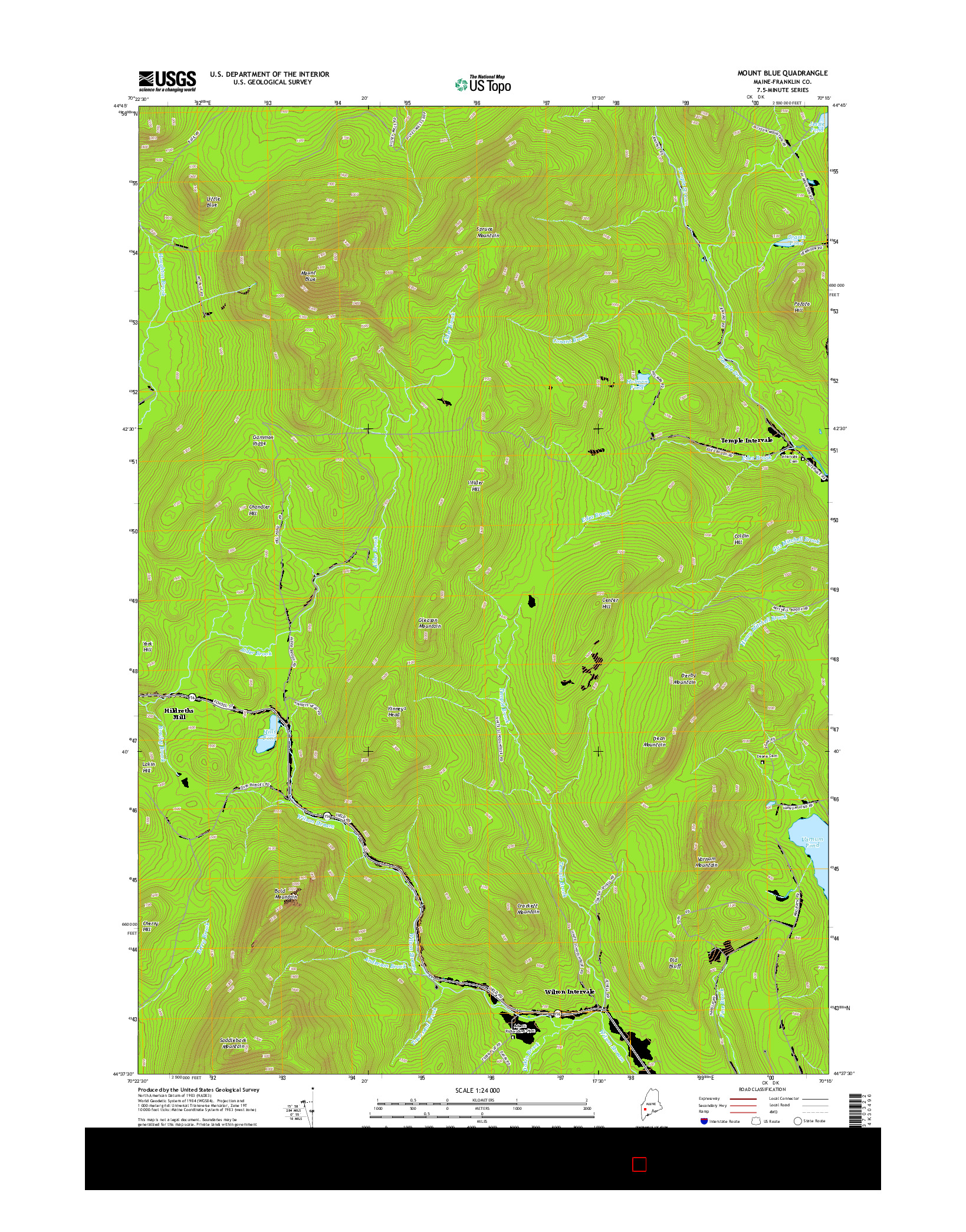 USGS US TOPO 7.5-MINUTE MAP FOR MOUNT BLUE, ME 2014