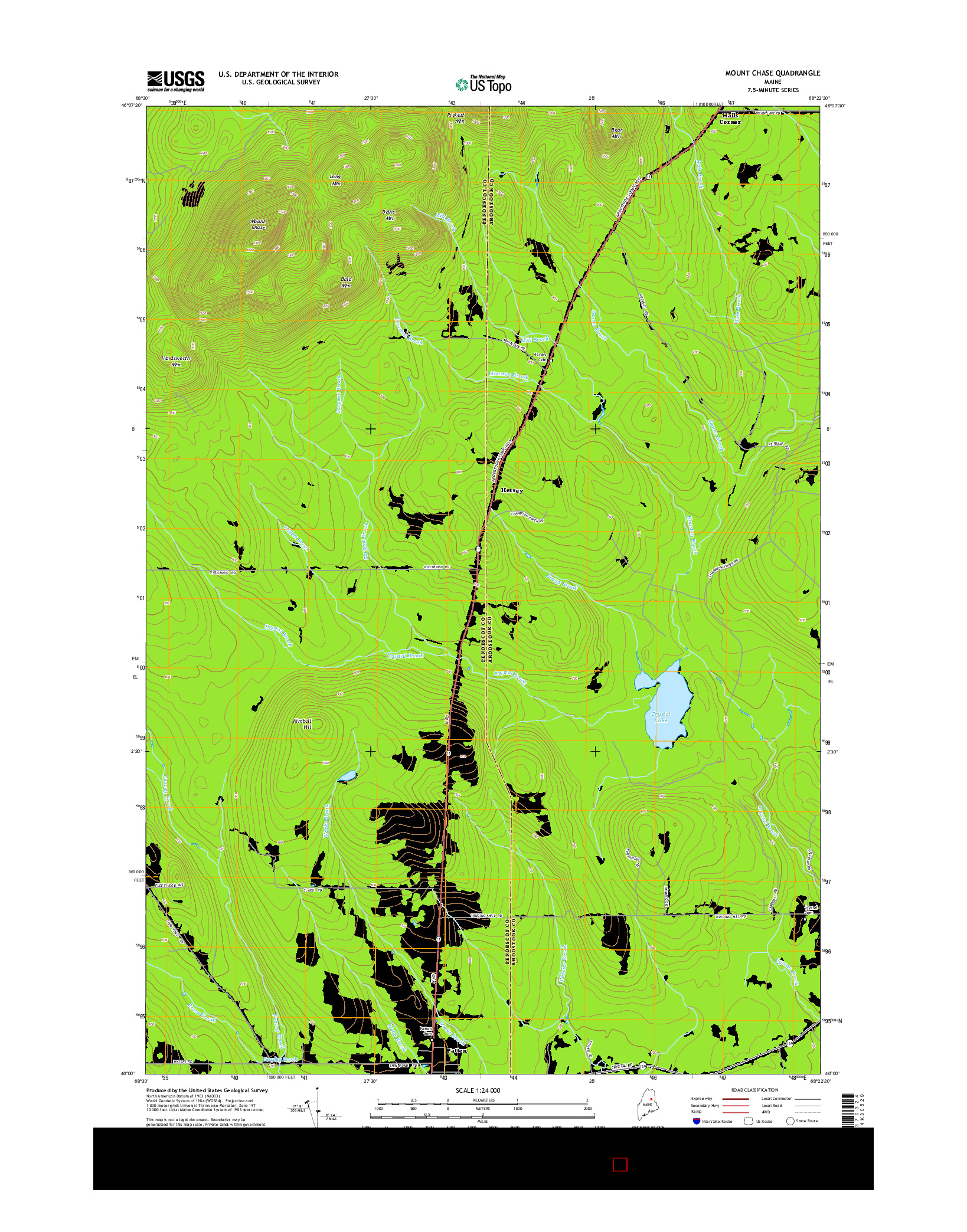 USGS US TOPO 7.5-MINUTE MAP FOR MOUNT CHASE, ME 2014