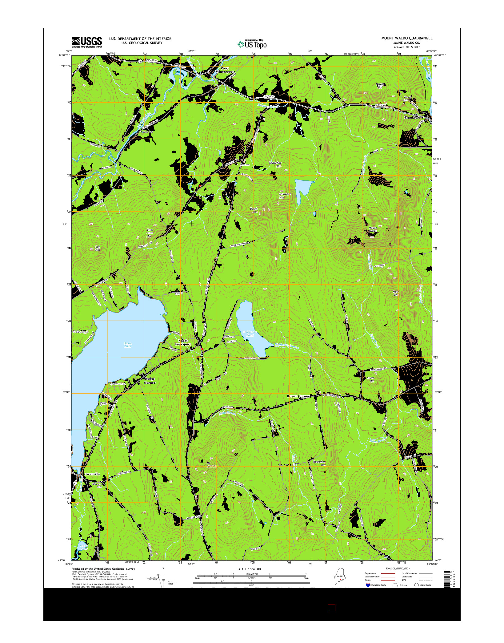 USGS US TOPO 7.5-MINUTE MAP FOR MOUNT WALDO, ME 2014