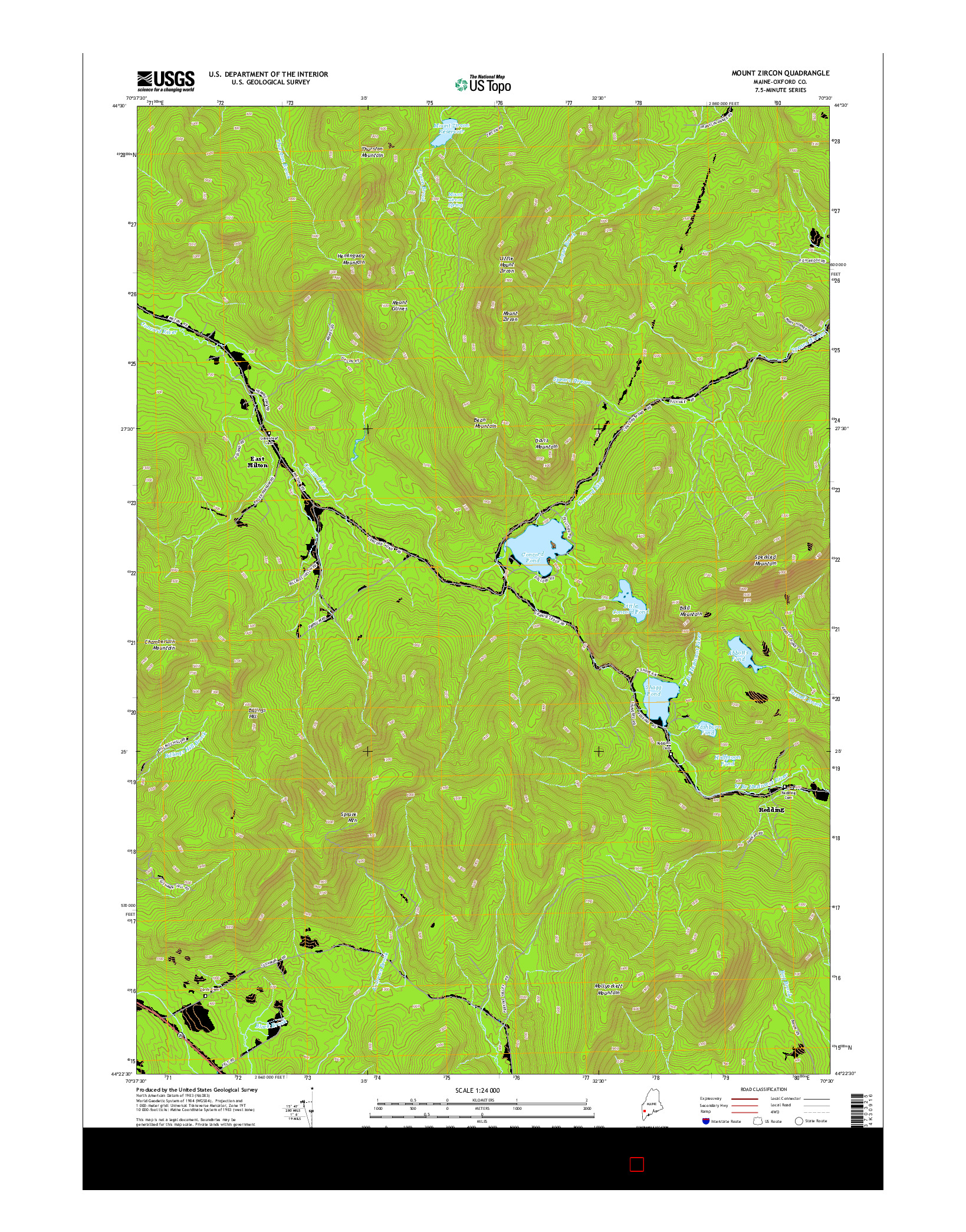 USGS US TOPO 7.5-MINUTE MAP FOR MOUNT ZIRCON, ME 2014