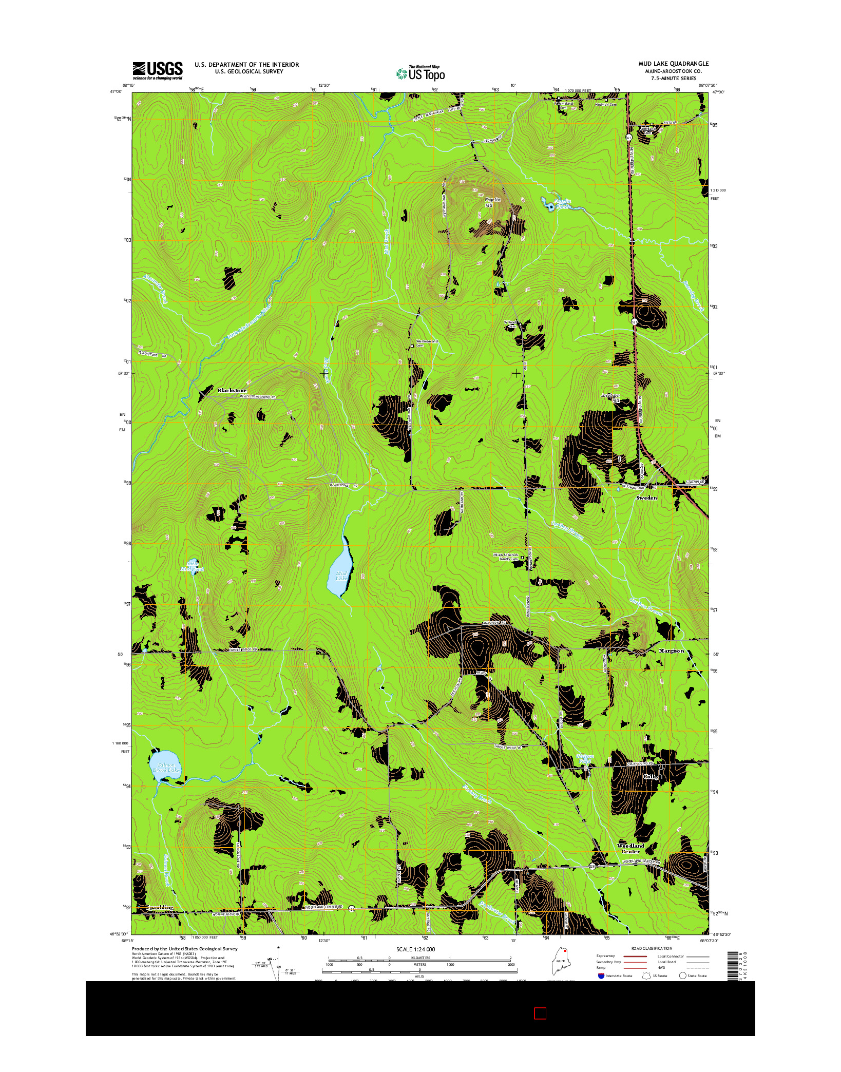 USGS US TOPO 7.5-MINUTE MAP FOR MUD LAKE, ME 2014