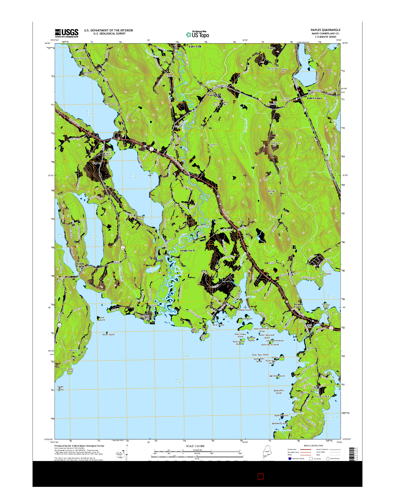 USGS US TOPO 7.5-MINUTE MAP FOR NAPLES, ME 2014