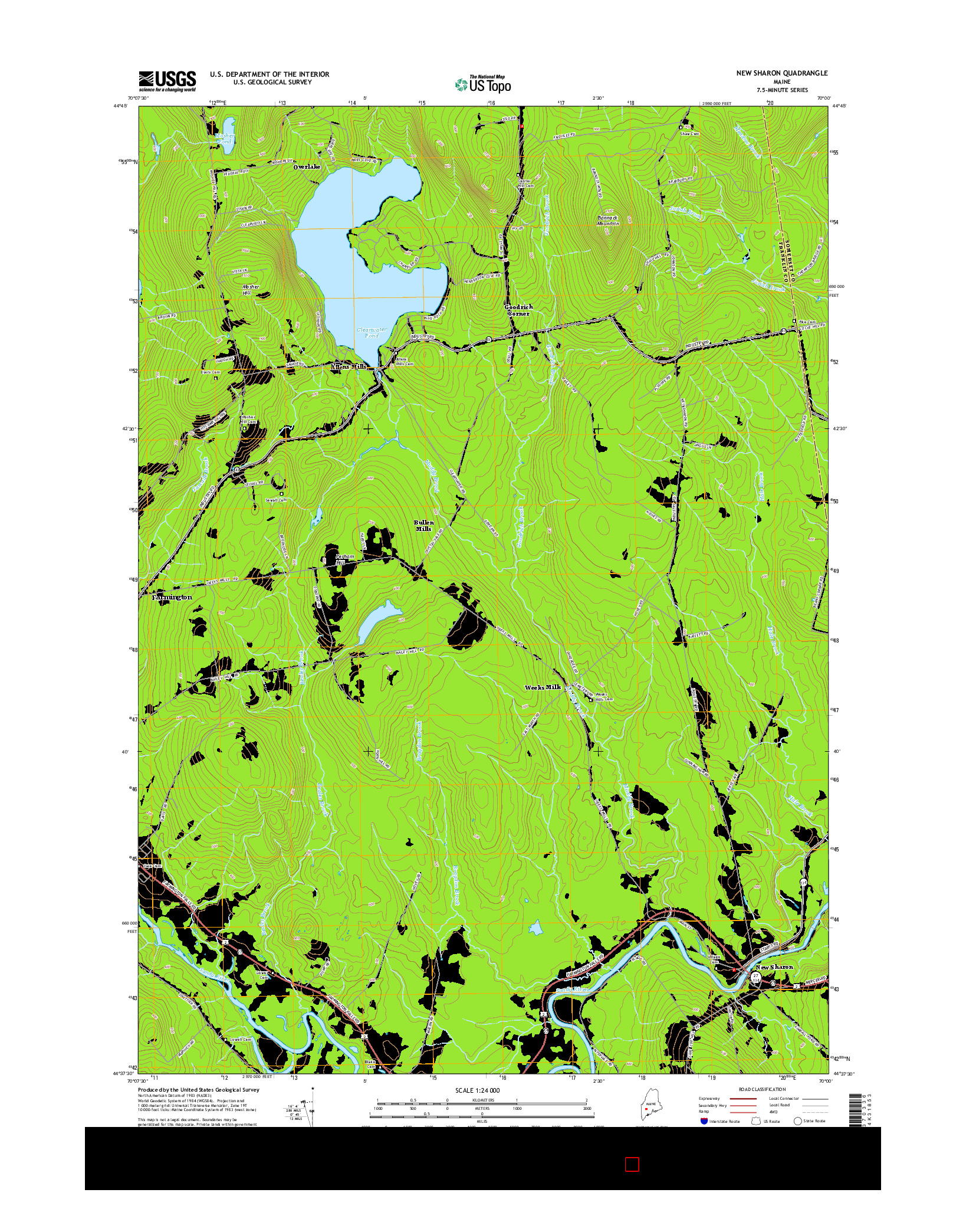 USGS US TOPO 7.5-MINUTE MAP FOR NEW SHARON, ME 2014