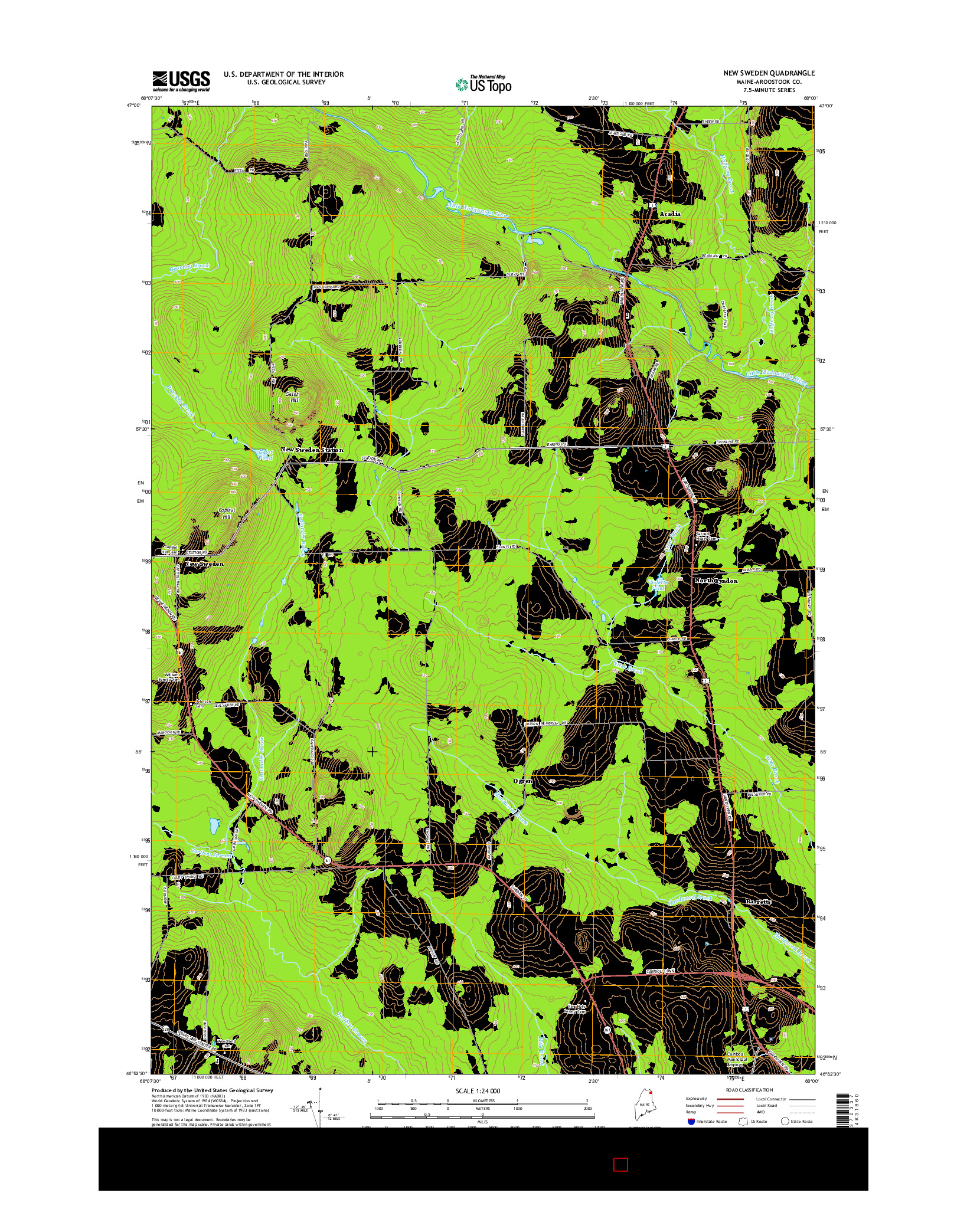 USGS US TOPO 7.5-MINUTE MAP FOR NEW SWEDEN, ME 2014