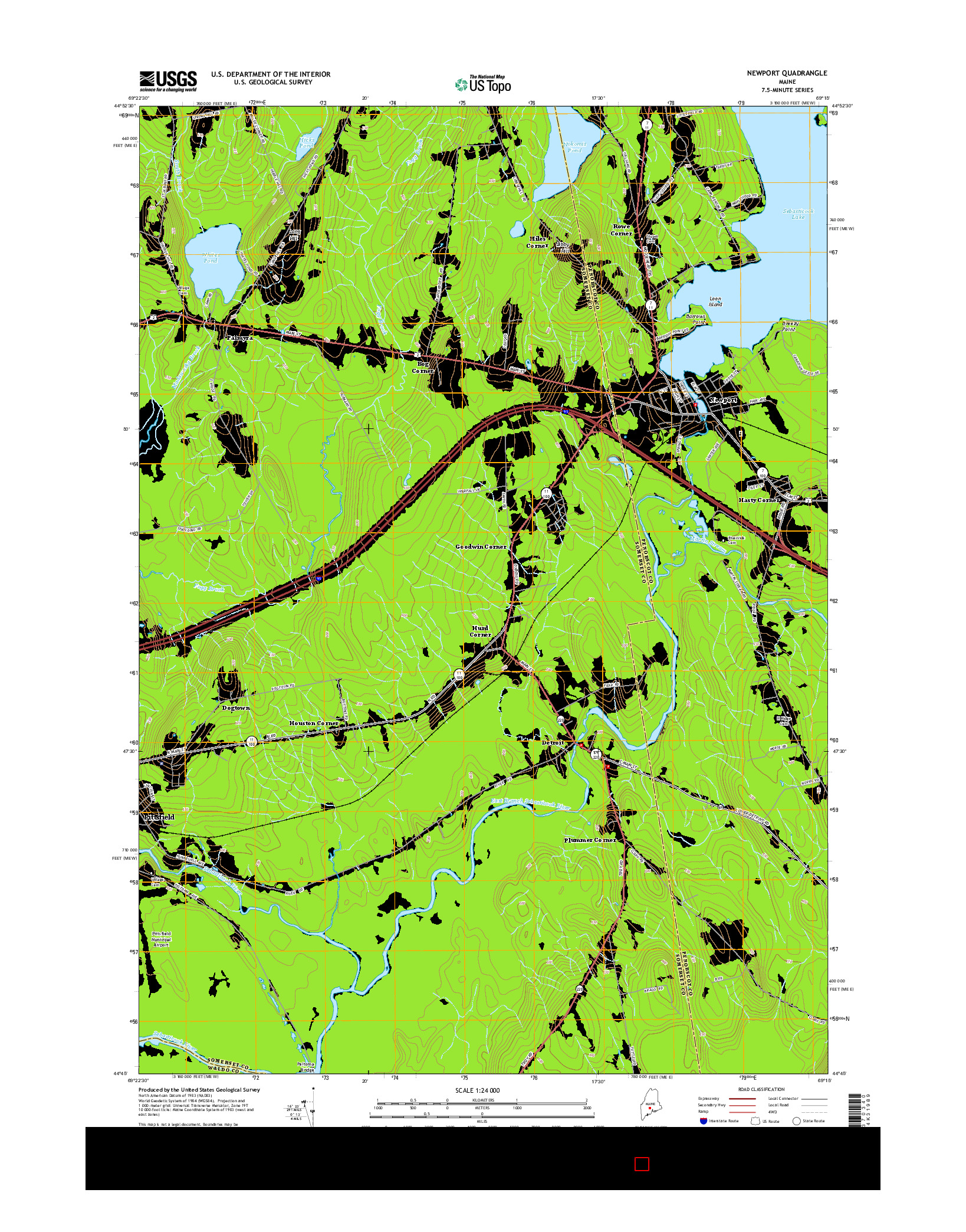 USGS US TOPO 7.5-MINUTE MAP FOR NEWPORT, ME 2014