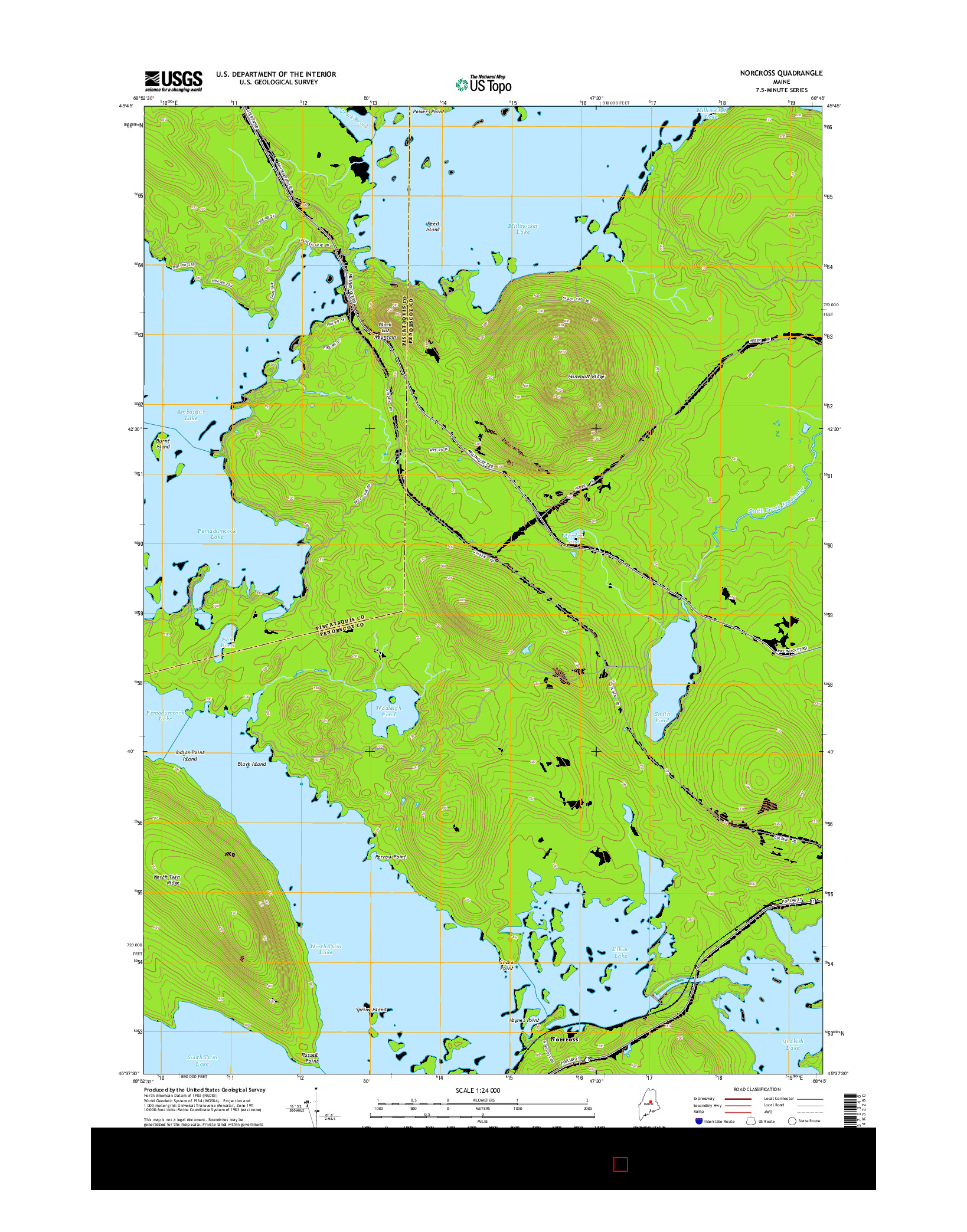 USGS US TOPO 7.5-MINUTE MAP FOR NORCROSS, ME 2014
