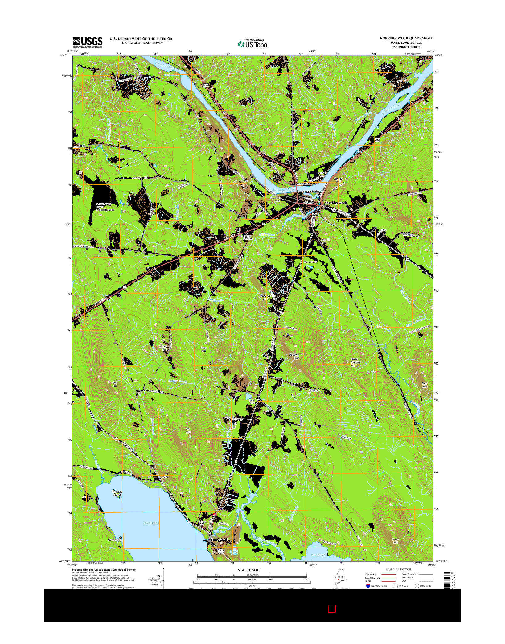 USGS US TOPO 7.5-MINUTE MAP FOR NORRIDGEWOCK, ME 2014